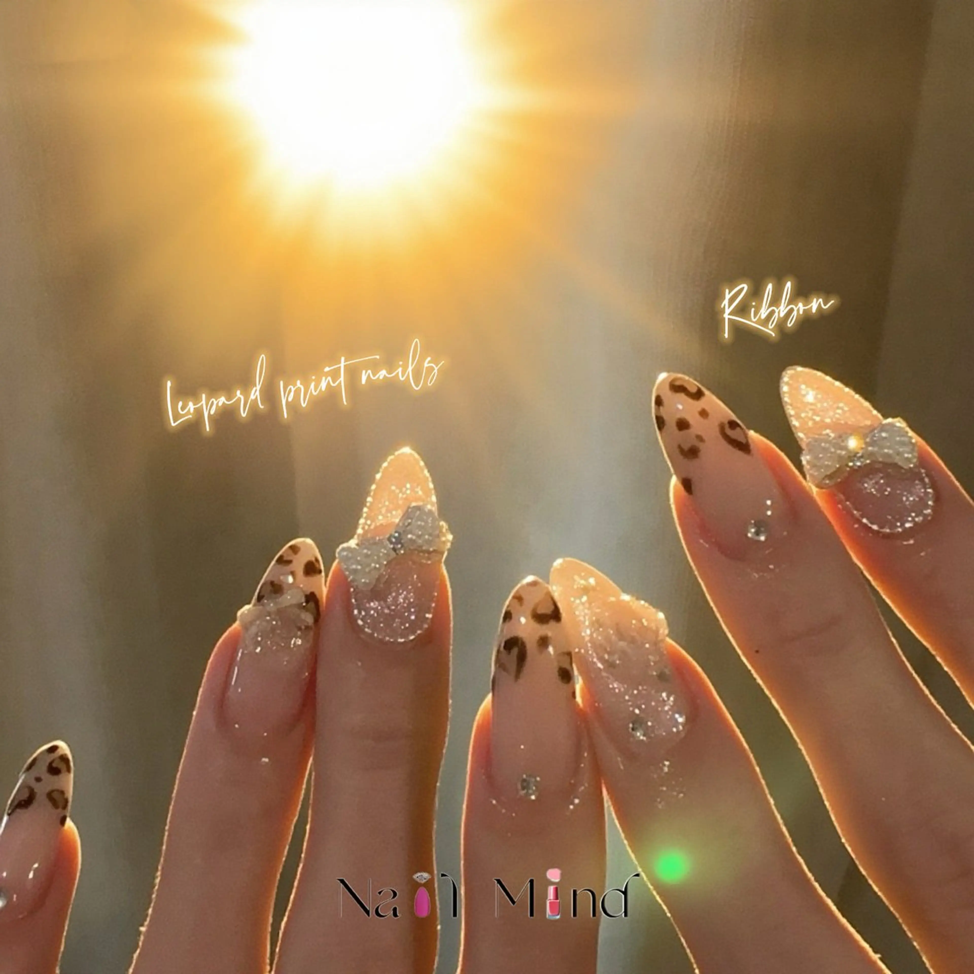 ネイル アニマル柄 ジェルネイル ガーリー キラキラネイル ラメ(グリッター) ハンドネイル Nail Mind (NaONail）のネイルデザイン