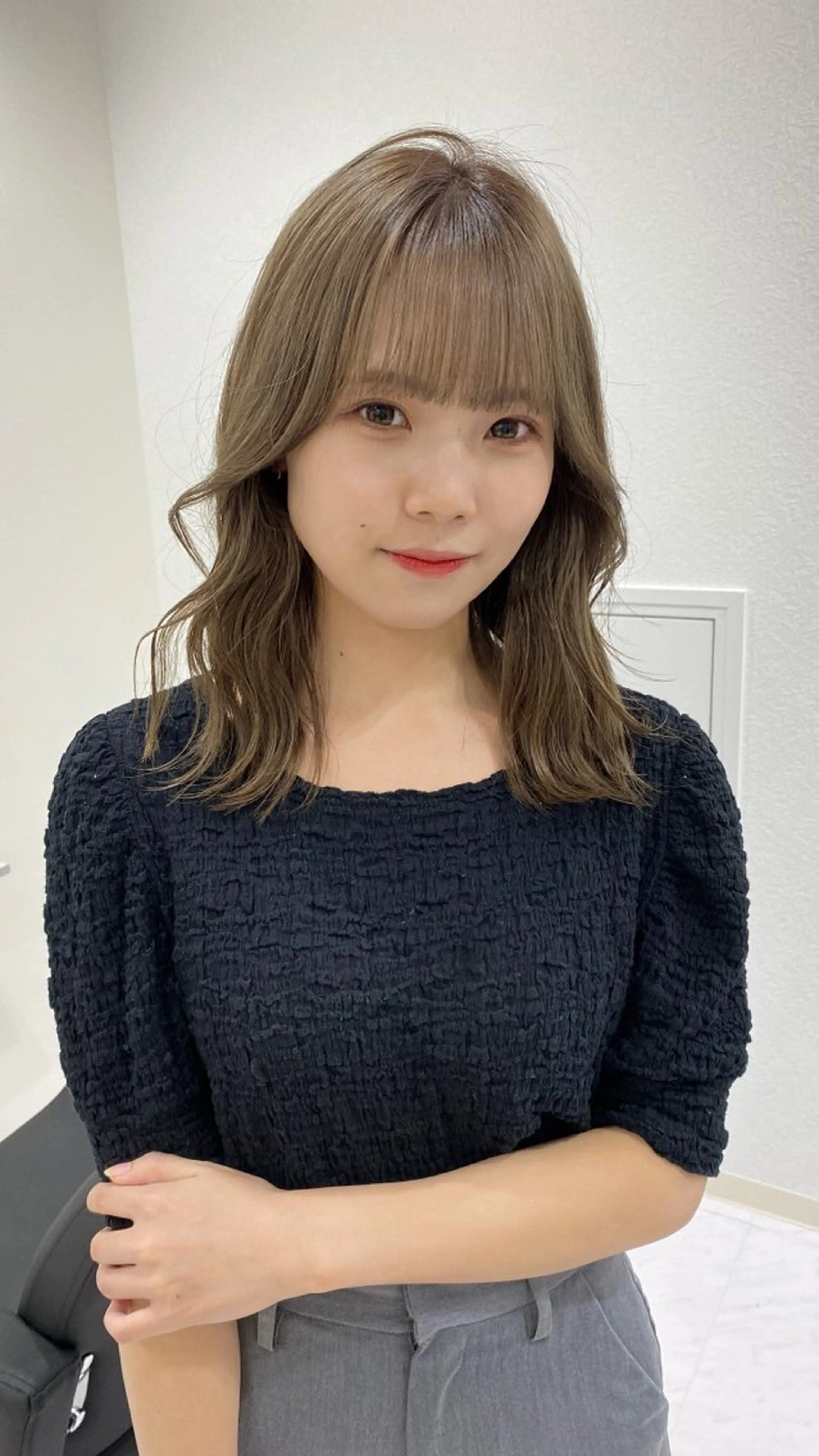 ミディアム カラー カット 縮毛矯正 RURI韓国ボブ 🇰🇷タッセルボブのヘアスタイル