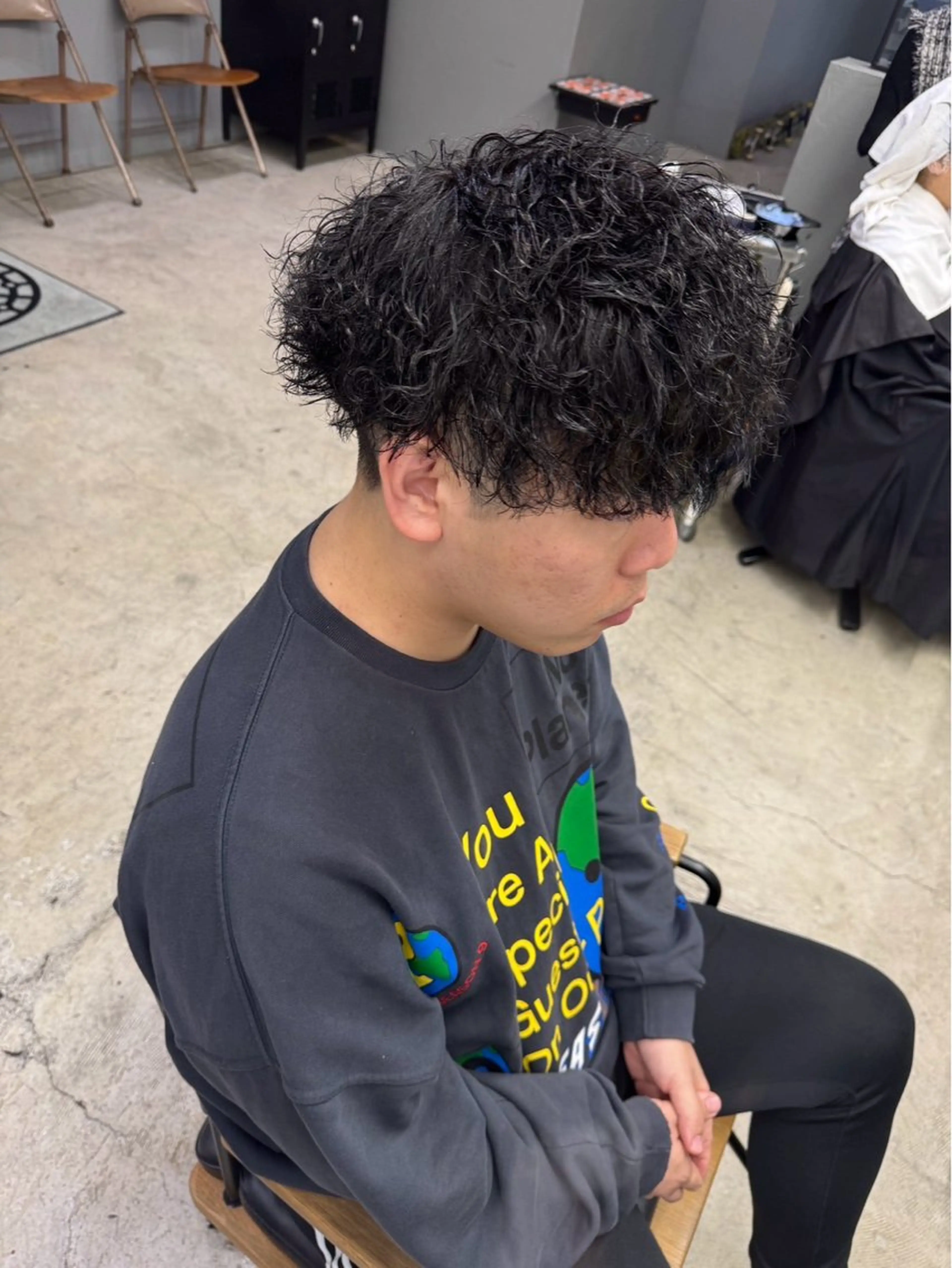 ミディアム パーマ メンズ カット パーマ メンズ専門サロン wokeのヘアスタイル