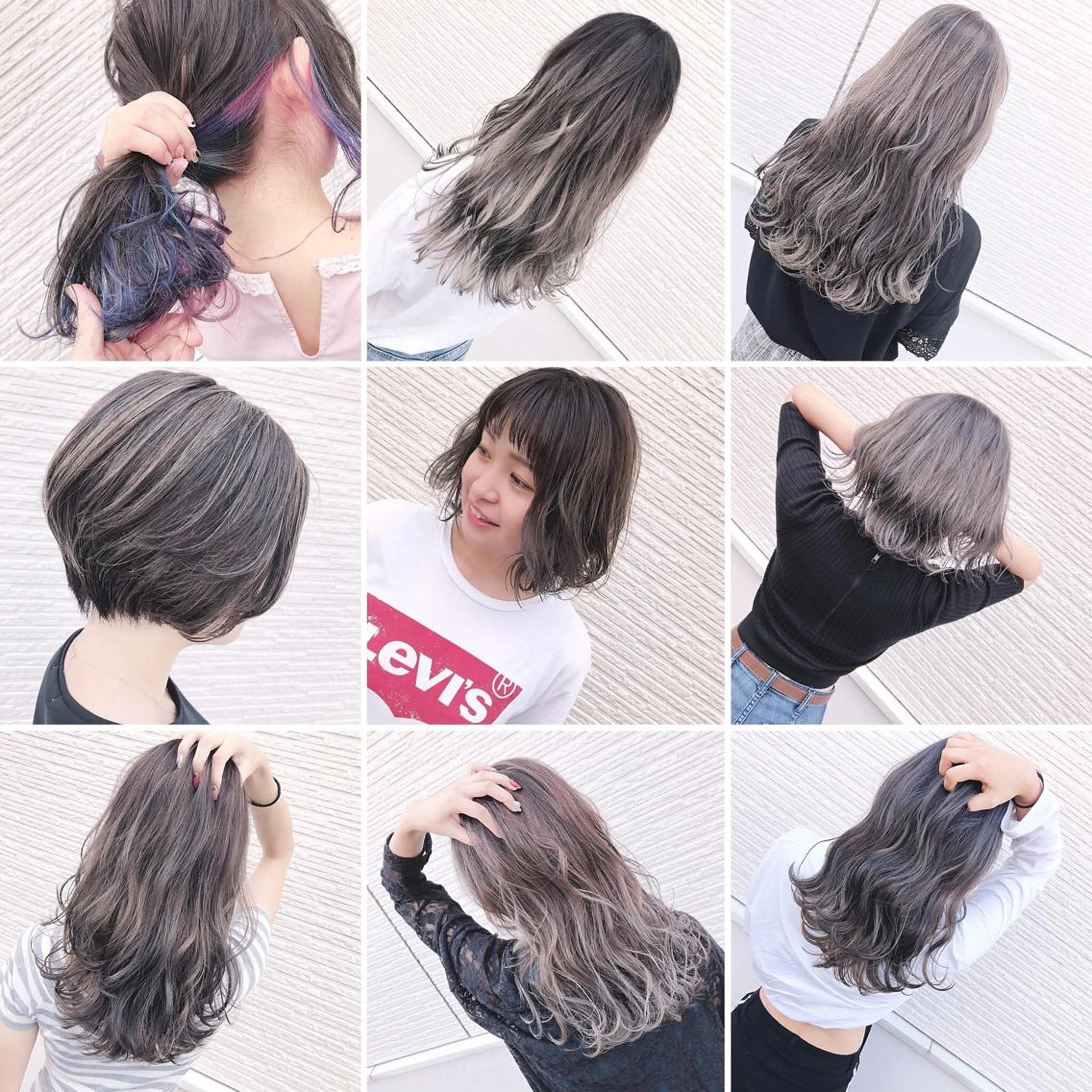 セミロング カラー バレイヤージュ レイヤーカット 名畑 裕貴のヘアスタイル