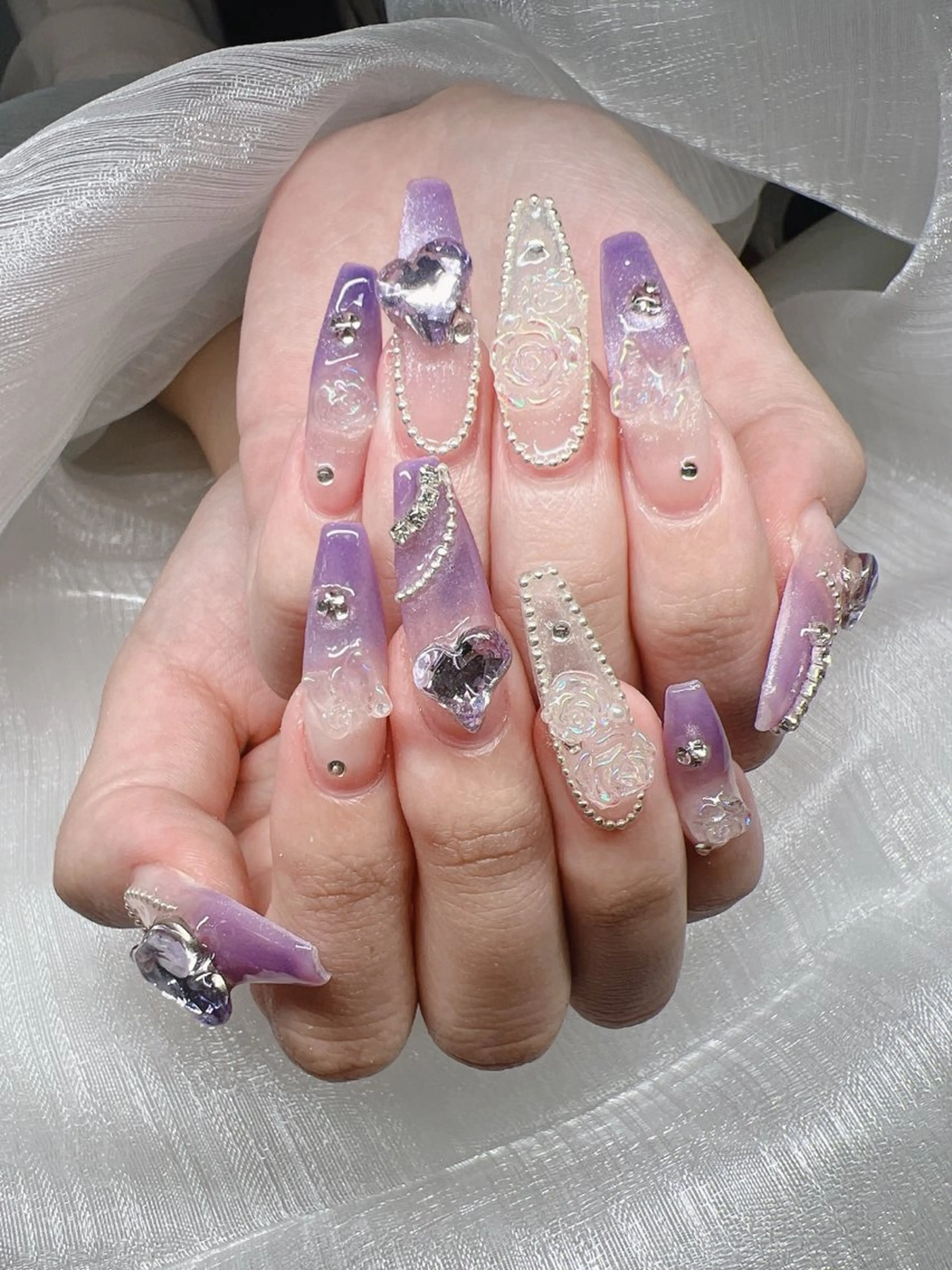 ネイル 長さ出し グラデーション キラキラネイル マグネットネイル ニュアンスネイル ハンドネイル Lee Nails チップ長さだし専門店のネイルデザイン