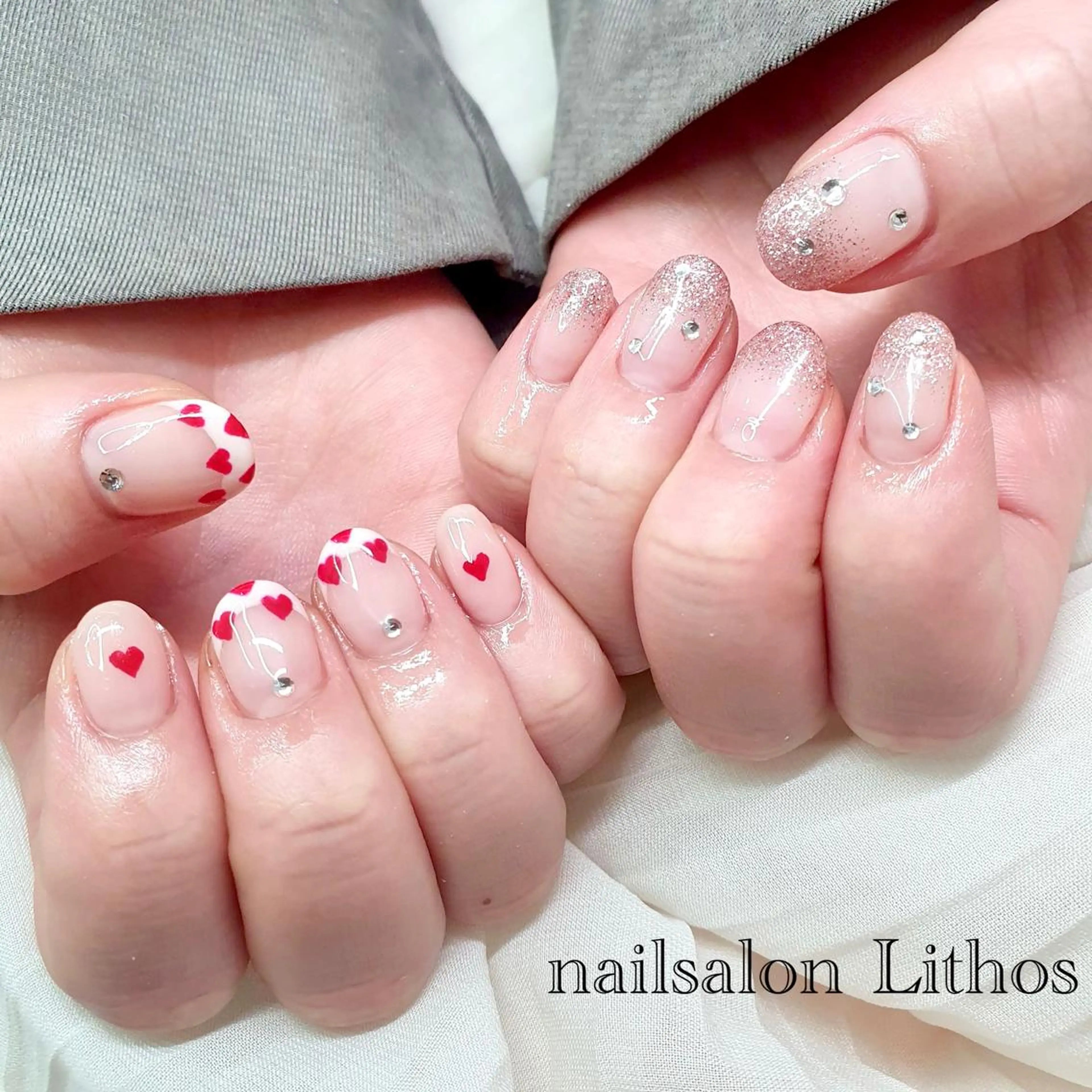 ネイル ハート ハンドネイル nailsalon Lithos所属・nailsalon Recontreのネイルデザイン