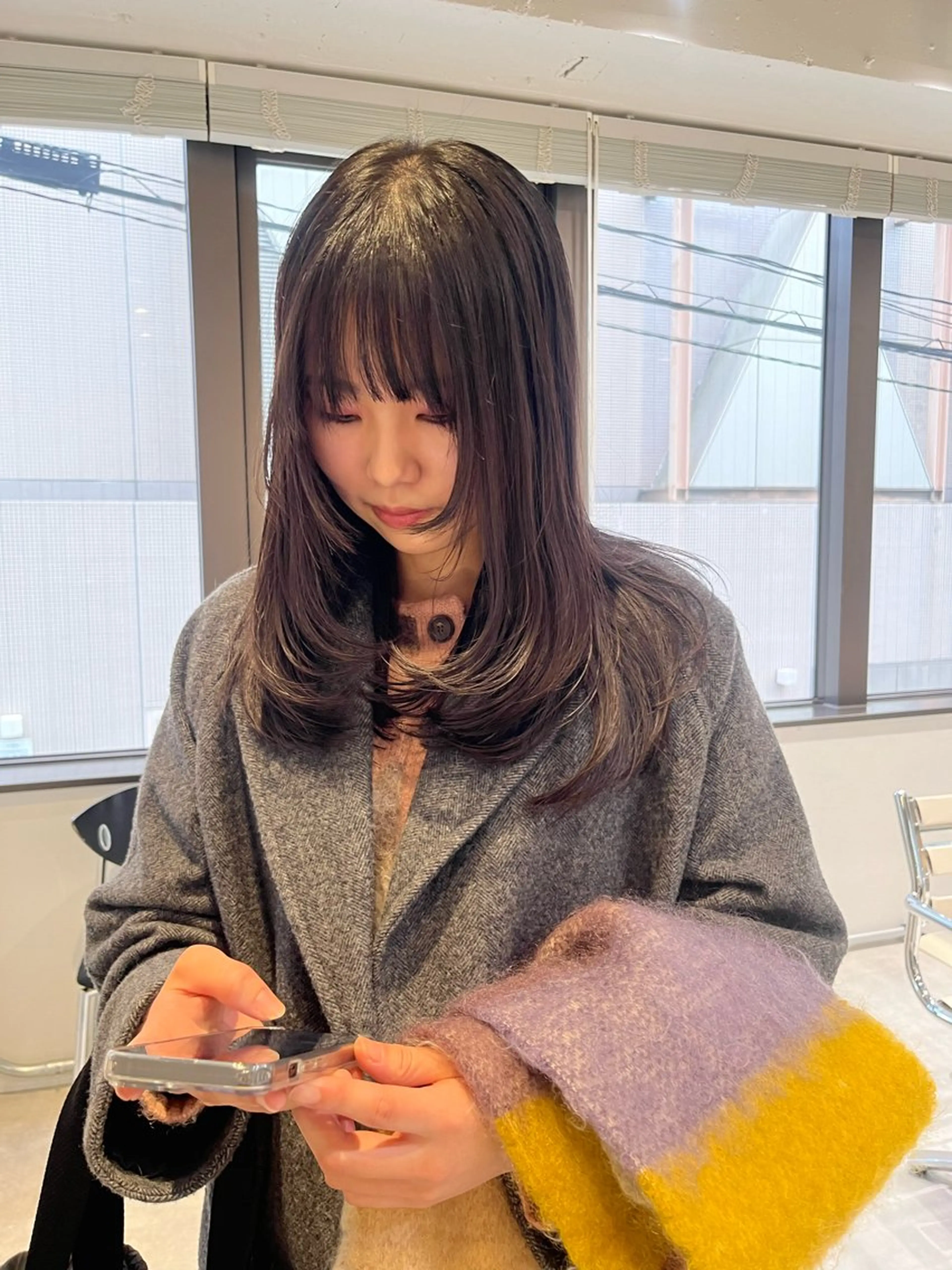 セミロング カラー ハッシュカット🐈 韓国レイヤー/ののかのヘアスタイル