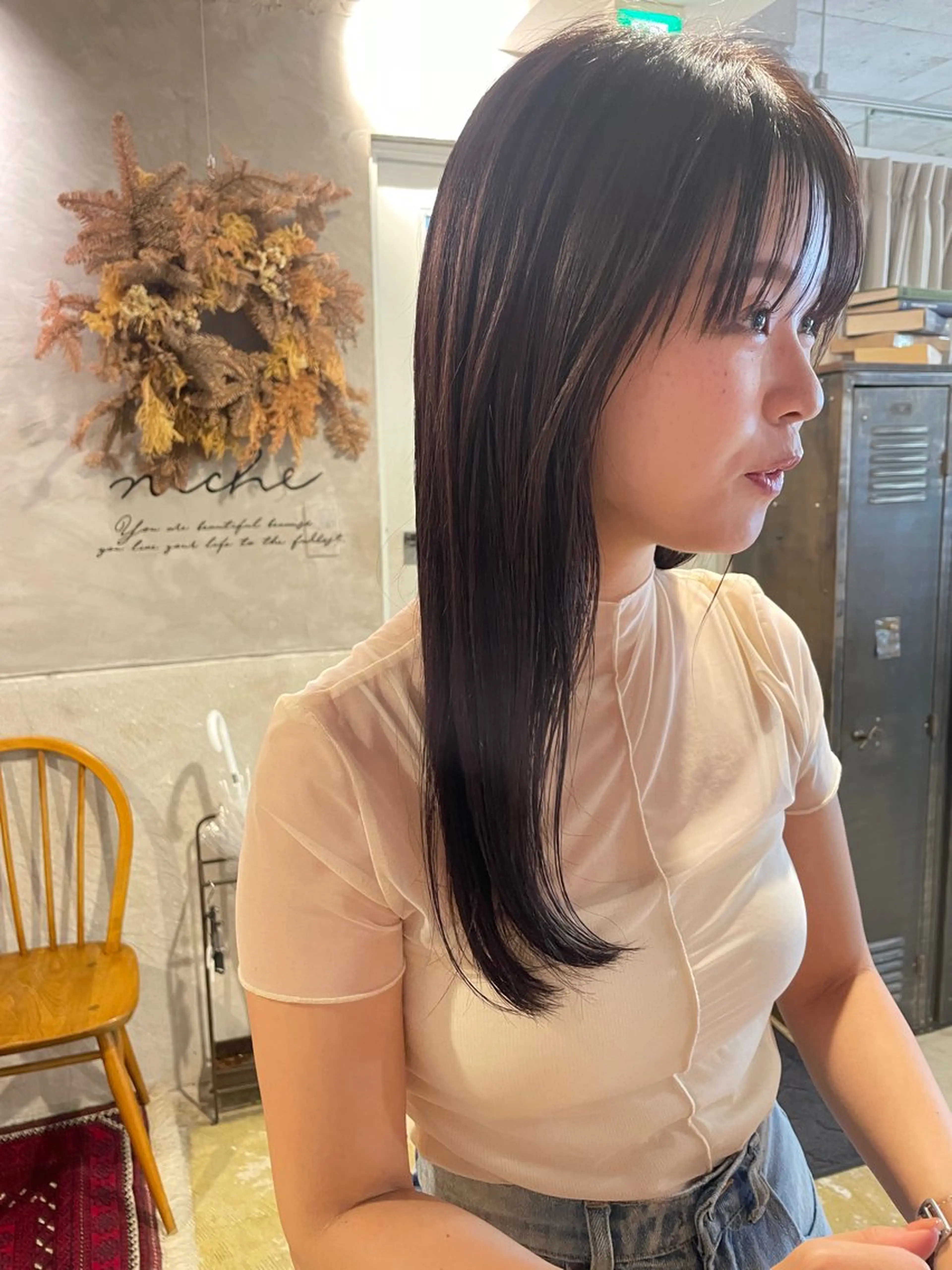 ロング カラー カット ヘアカラー トリートメント さの あやねのヘアスタイル