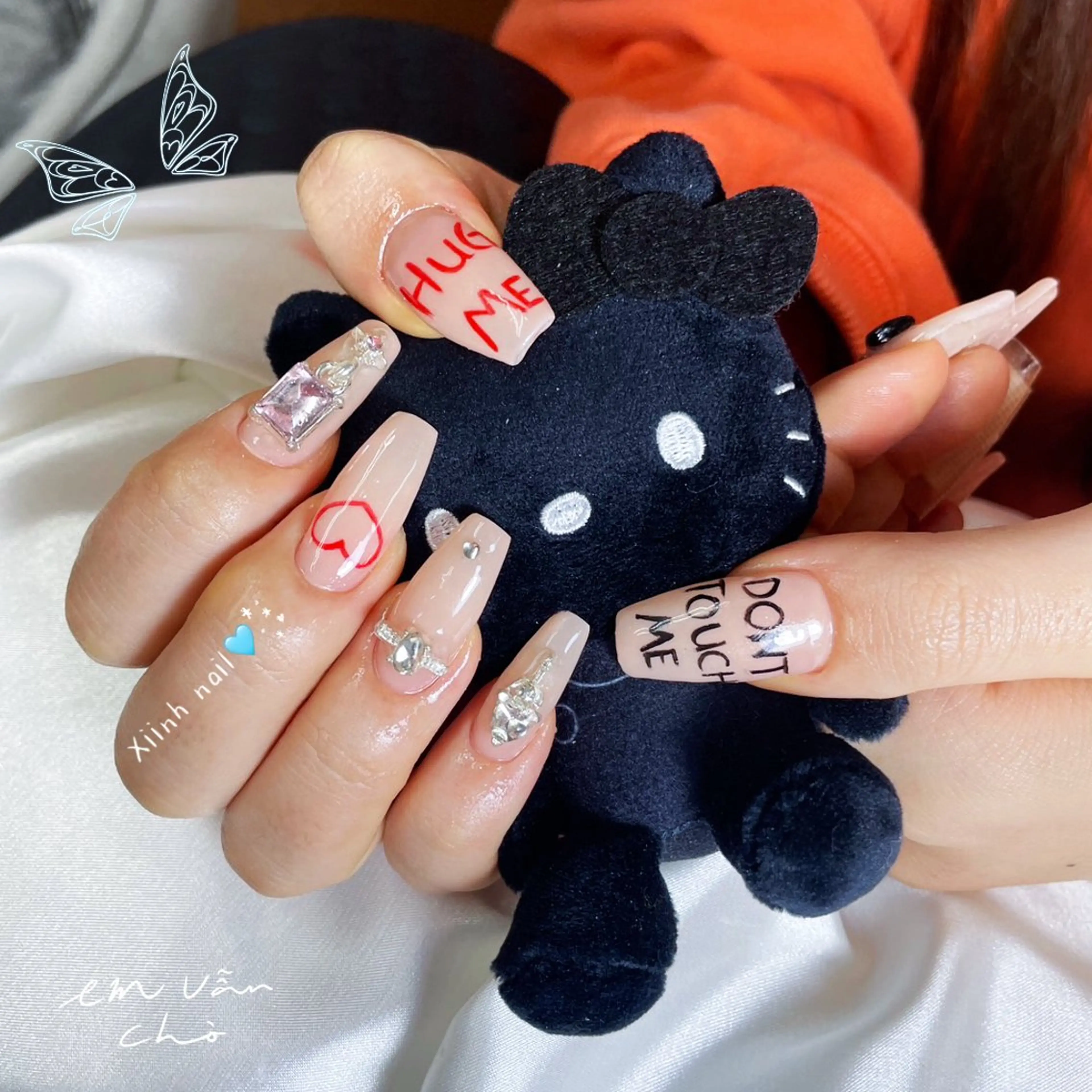 ネイル ブラウン チークネイル 桜ネイル 長さ出し フットネイル ハンドネイル XIINH NAIL SALONのネイルデザイン
