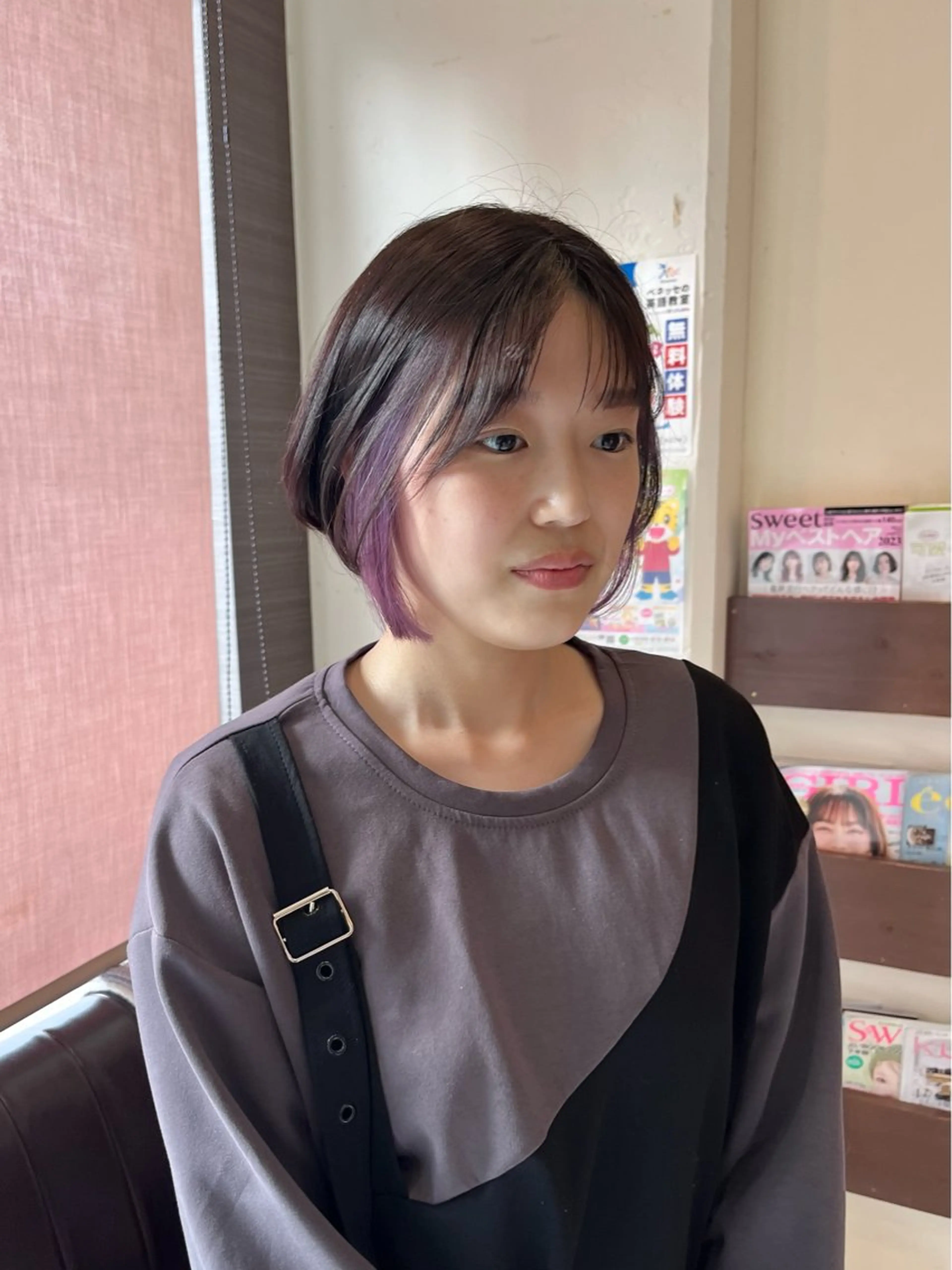ショート カラー アッシュ ブリーチ グラデーションカラー インナーカラー ラベンダーカラー ヘアカラー 小野 友暉のヘアスタイル