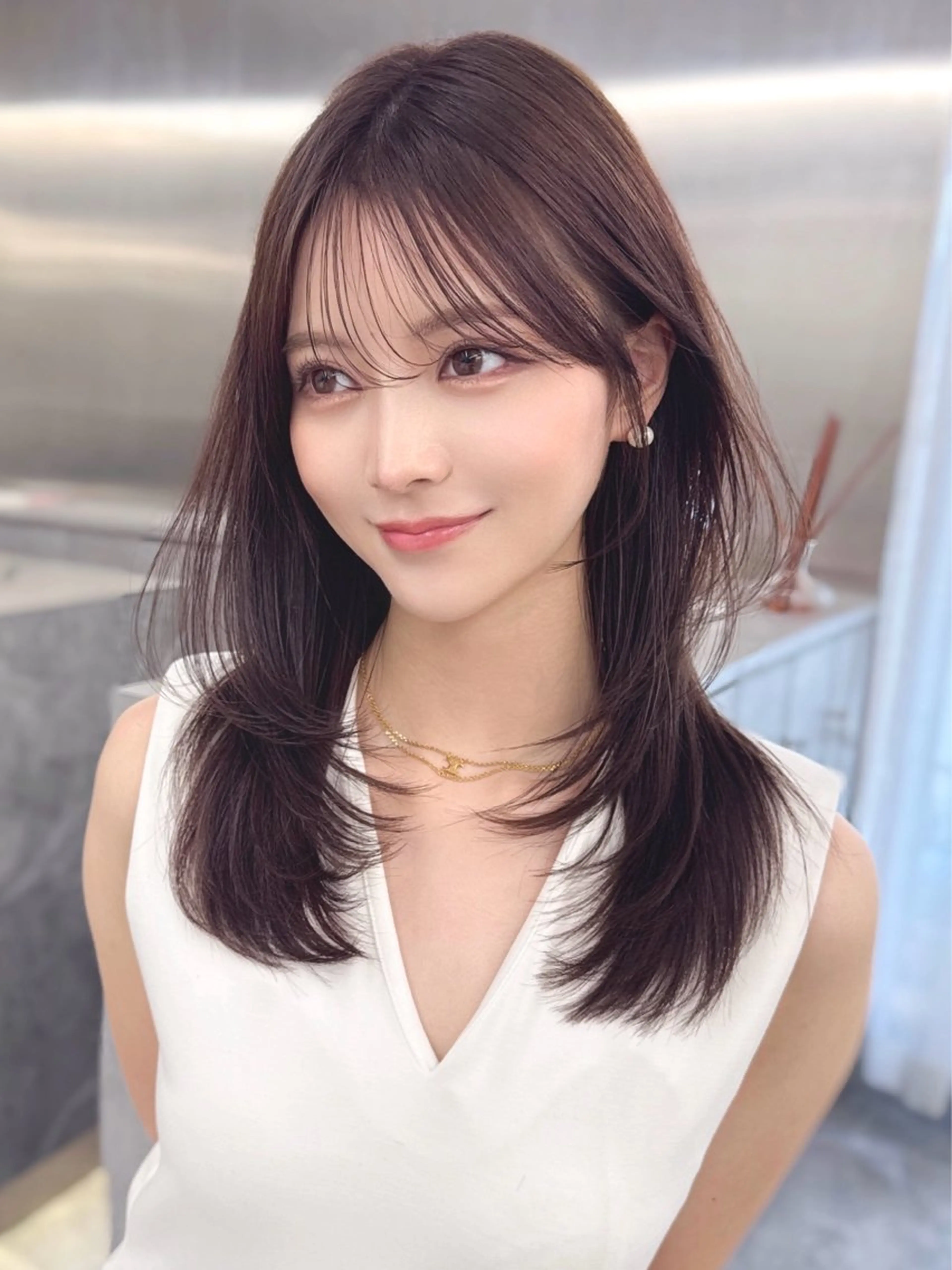 ミディアム カラー MAEUL luna所属・前髪顔周り/レイヤー 韓国/桔川恒のヘアスタイル