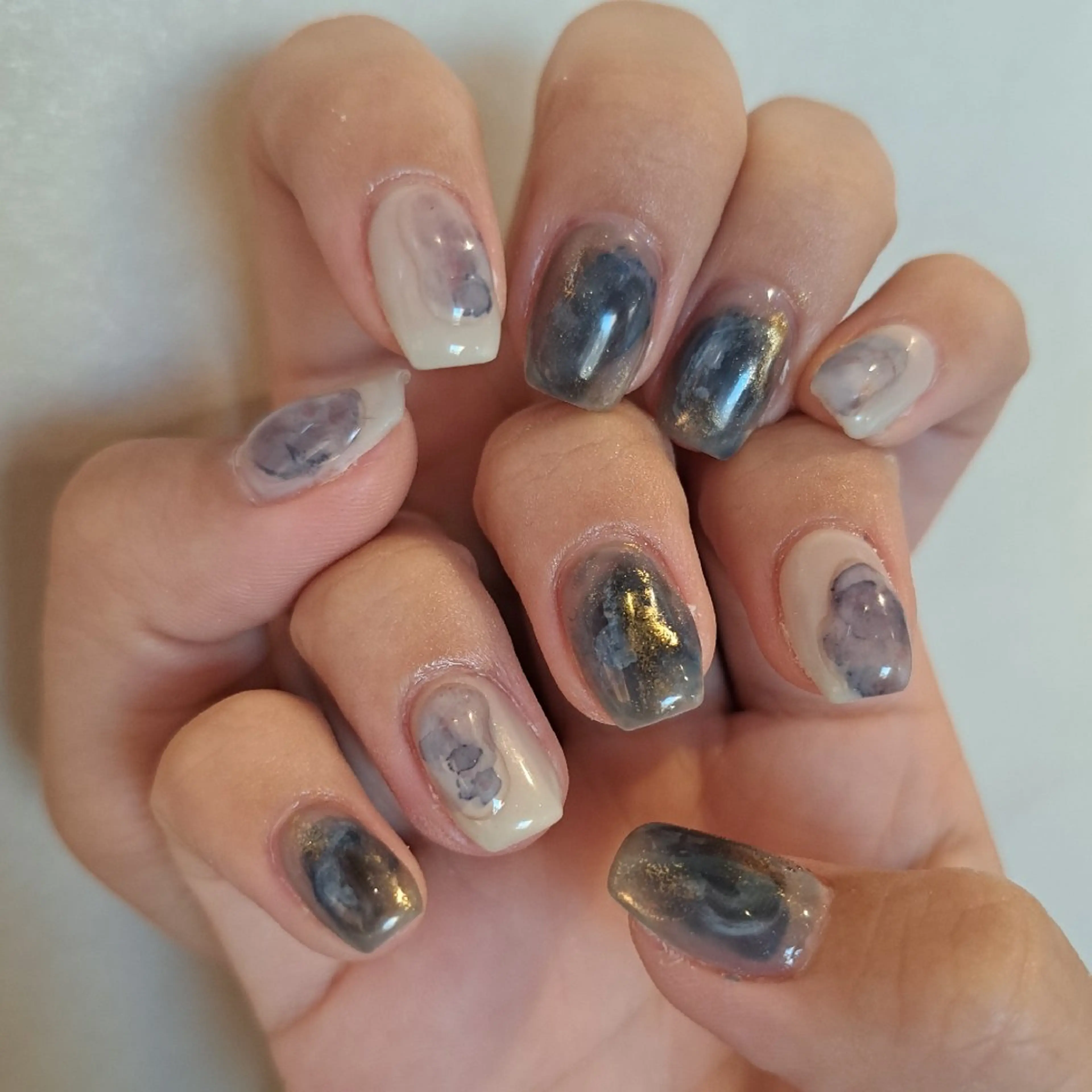 ネイル アートネイル ブルー ジェルネイル 持ち込み ニュアンスネイル Nail mood /アートし放題のネイルデザイン