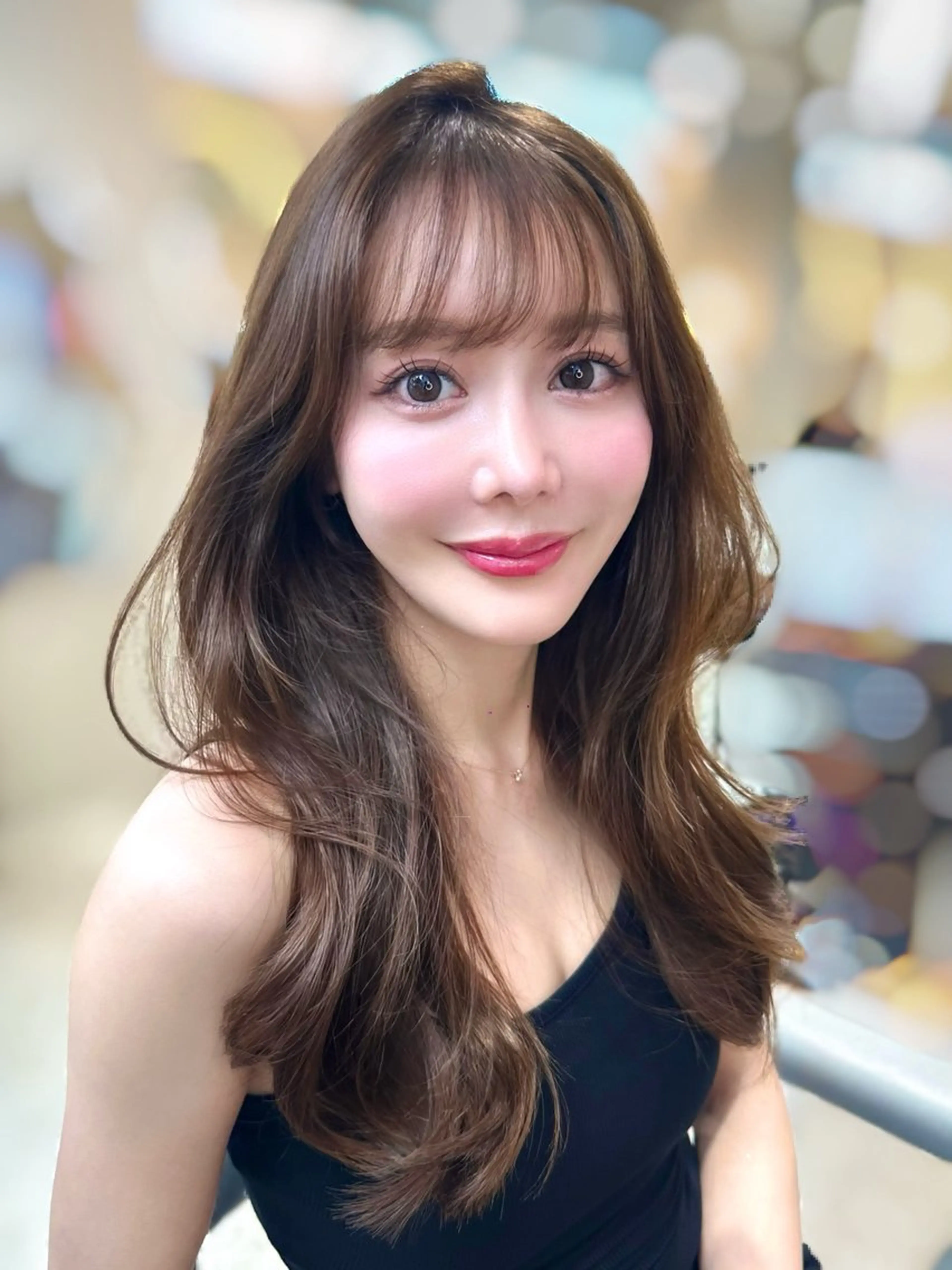 セミロング カラー カット ヘアカラー トリートメント ヘアセット 韓国レイヤー/透明感 カラー/髪質改善角所のヘアスタイル