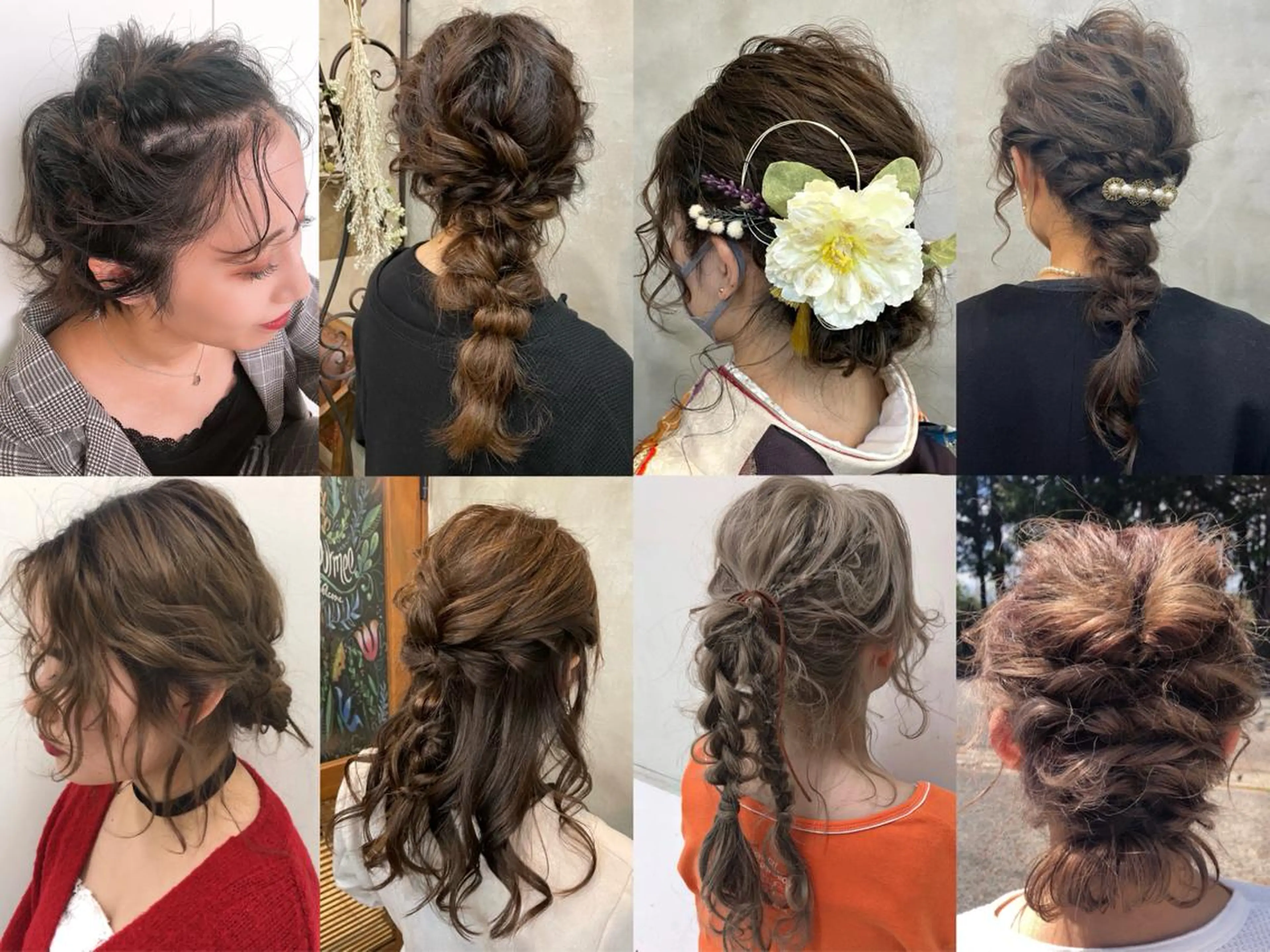 セミロング ヘアアレンジ ヘアセット 【ピンク/韓国ヘア/ ヘアセット】亜海のヘアスタイル