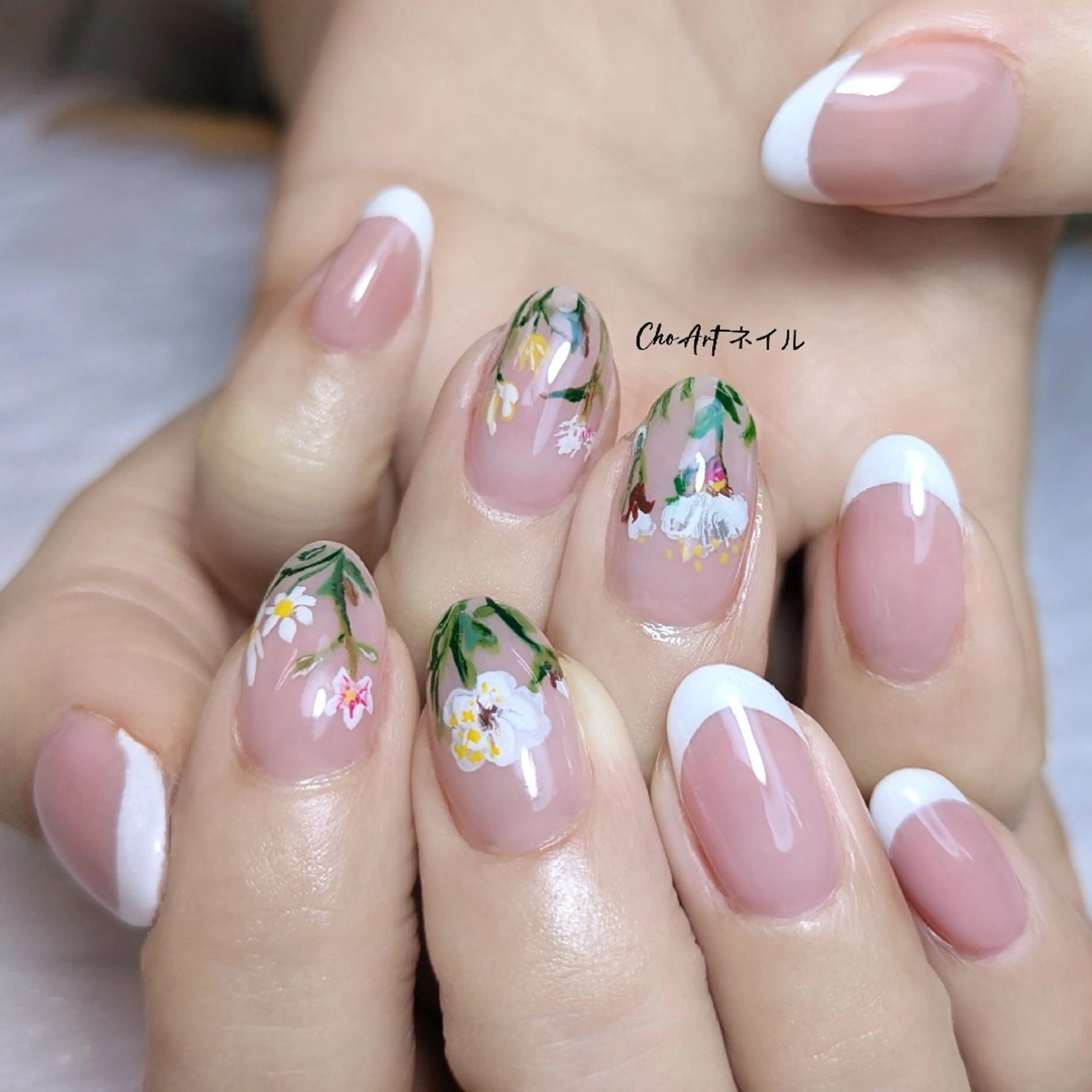 ネイル アートネイル フラワーネイル フレンチネイル ラメ(グリッター) マグネットネイル Cho Artネイル所属・Cho Art ネイルのネイルデザイン