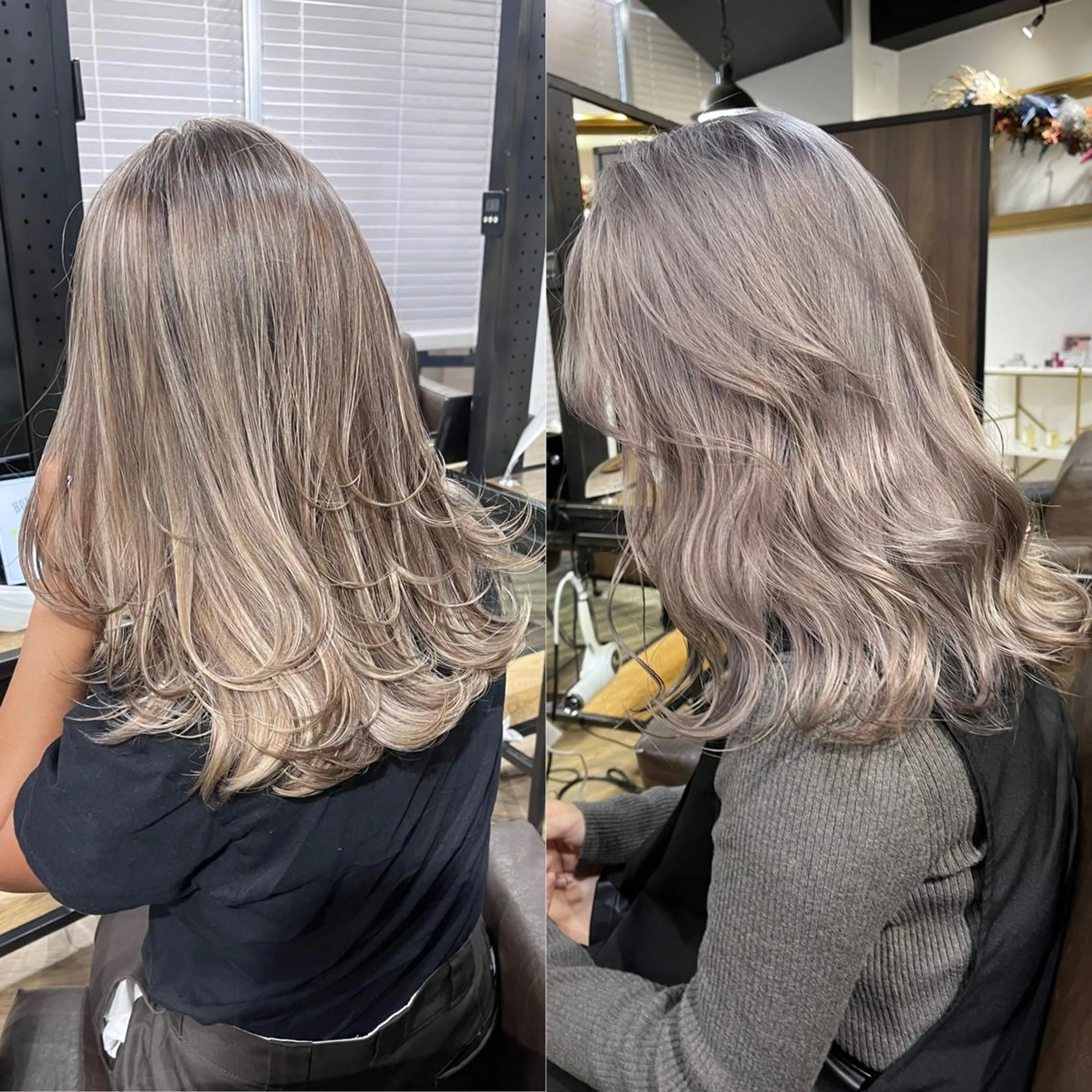 ミディアム ヘアカラー トリートメント ブリーチ✨ハイライト 透明感カラー/アヤノのヘアスタイル