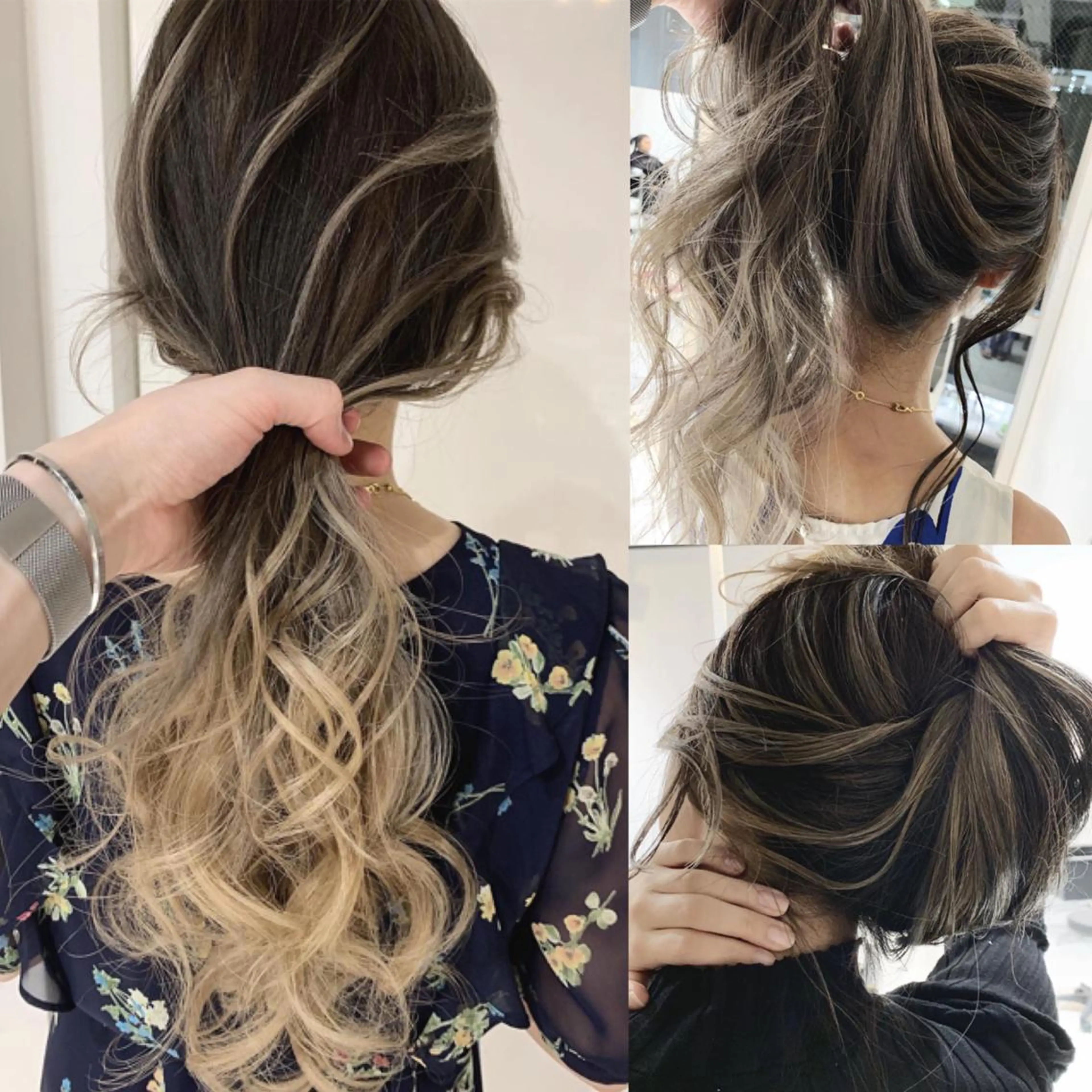 ロング カラー ヘアアレンジ ベージュカラー グラデーションカラー ハイライトカラー くせ毛 外国人風カラー 髪質改善land千葉所属・阿部 圭悟のヘアスタイル