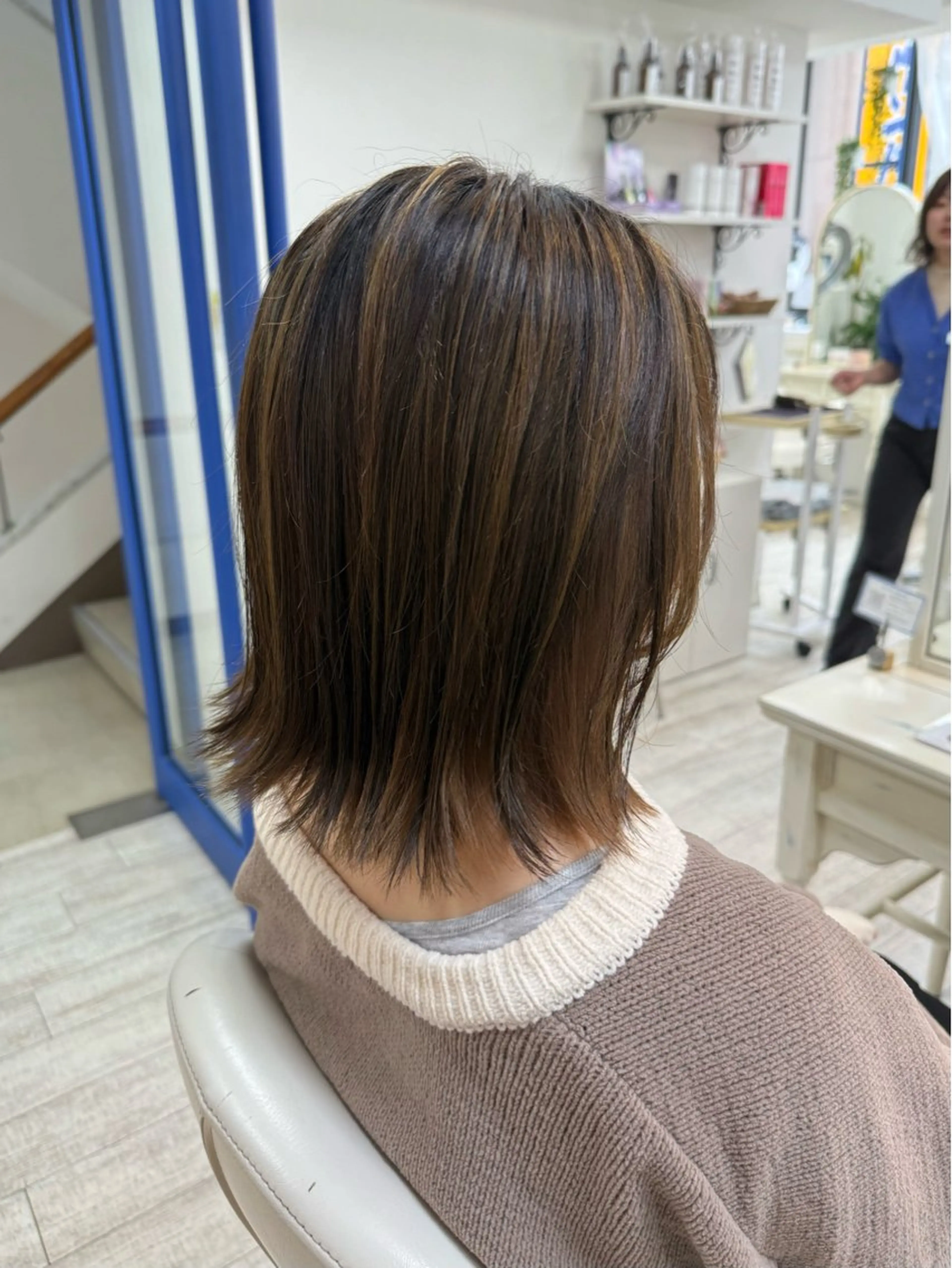 ミディアム ハイライト 新籾 尚哉のヘアスタイル