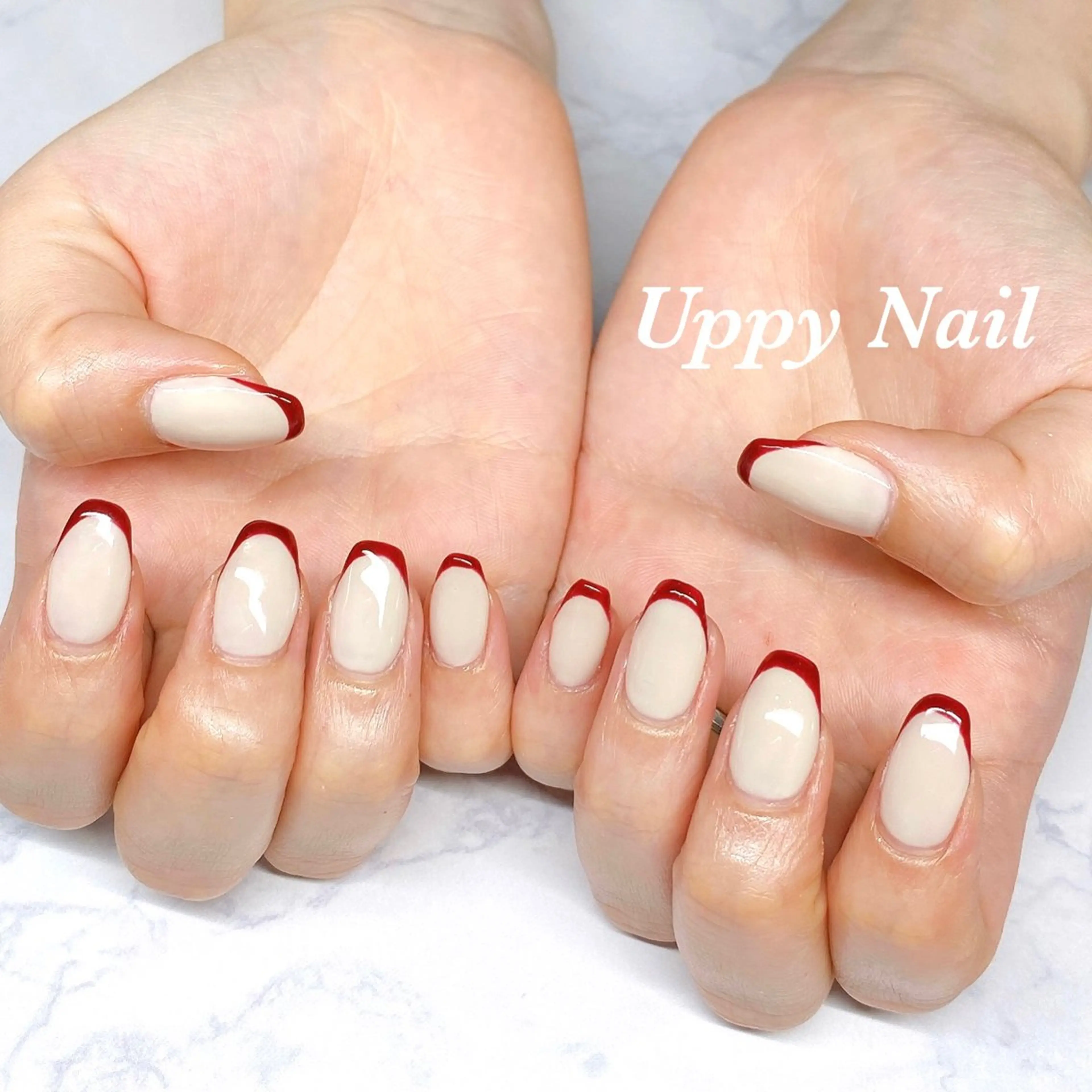 ネイル ボルドー フレンチネイル オフィスネイル ハンドネイル Uppy Nail ukyoのネイルデザイン
