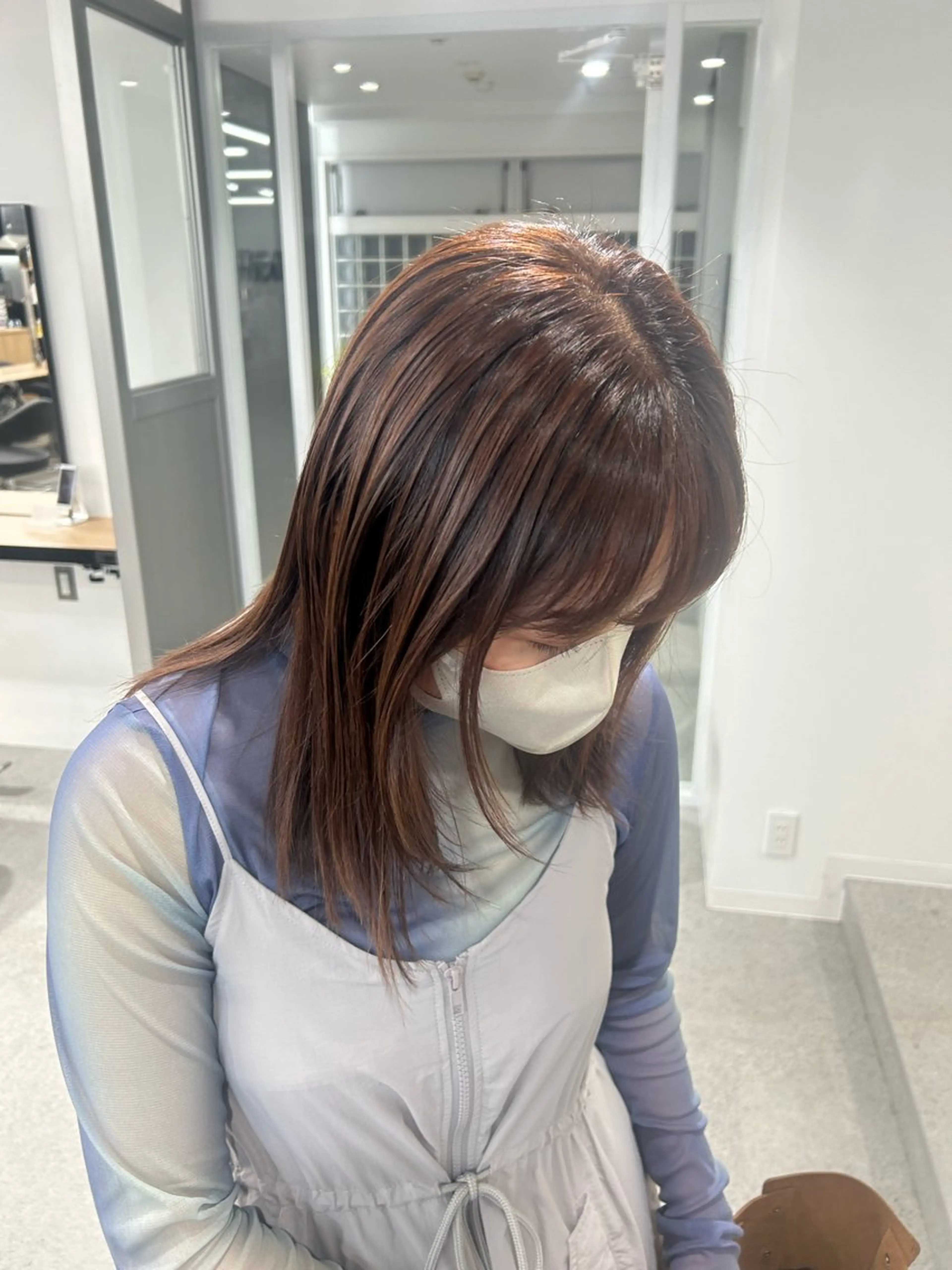 セミロング カラー 愛結 暖色カラー🎀🩰のヘアスタイル