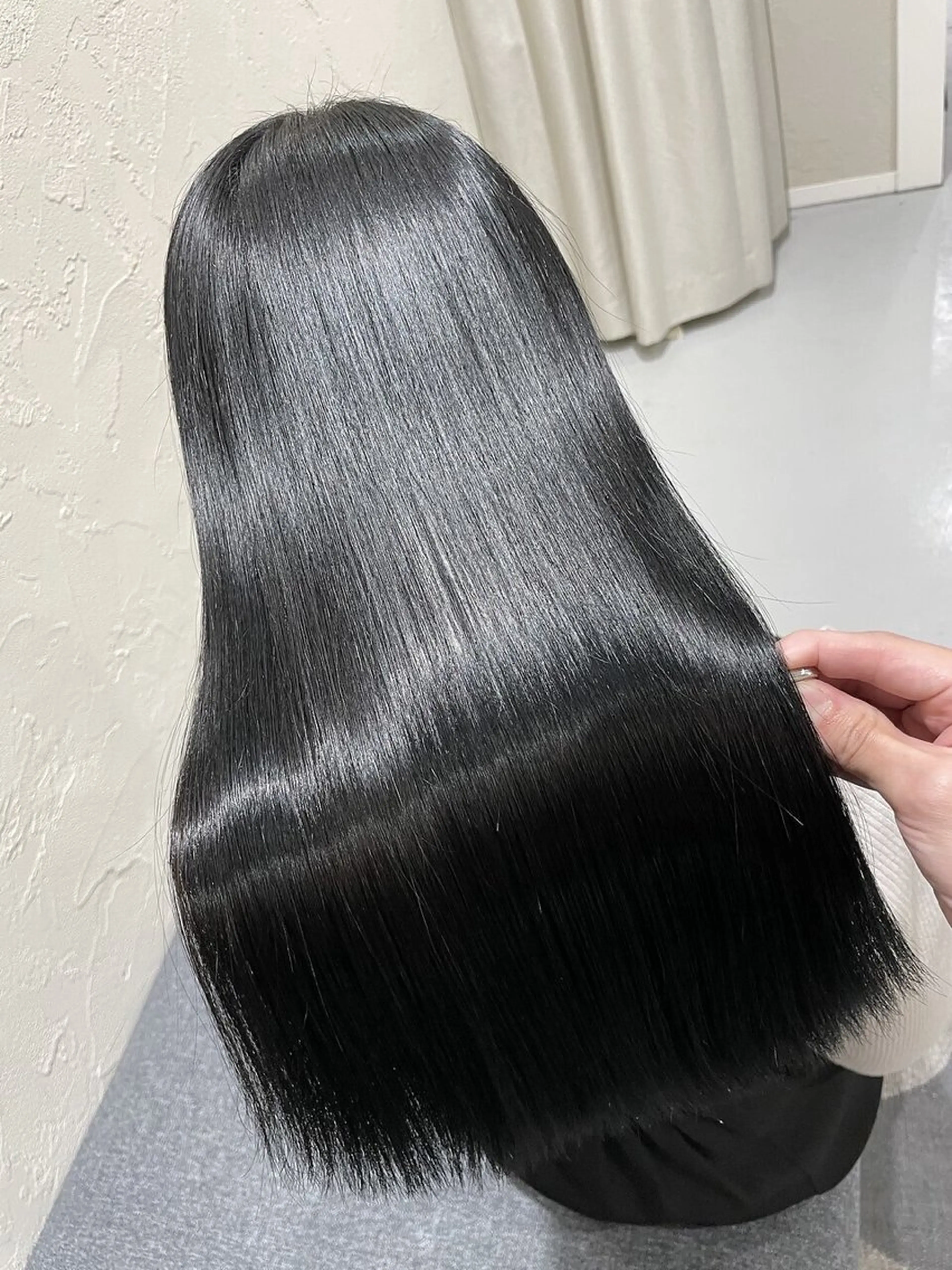 ロング カラー 黒髪 ブルーカラー ブルーブラック ヘアカラー 藤原/豊田市 メンズパーマのヘアスタイル