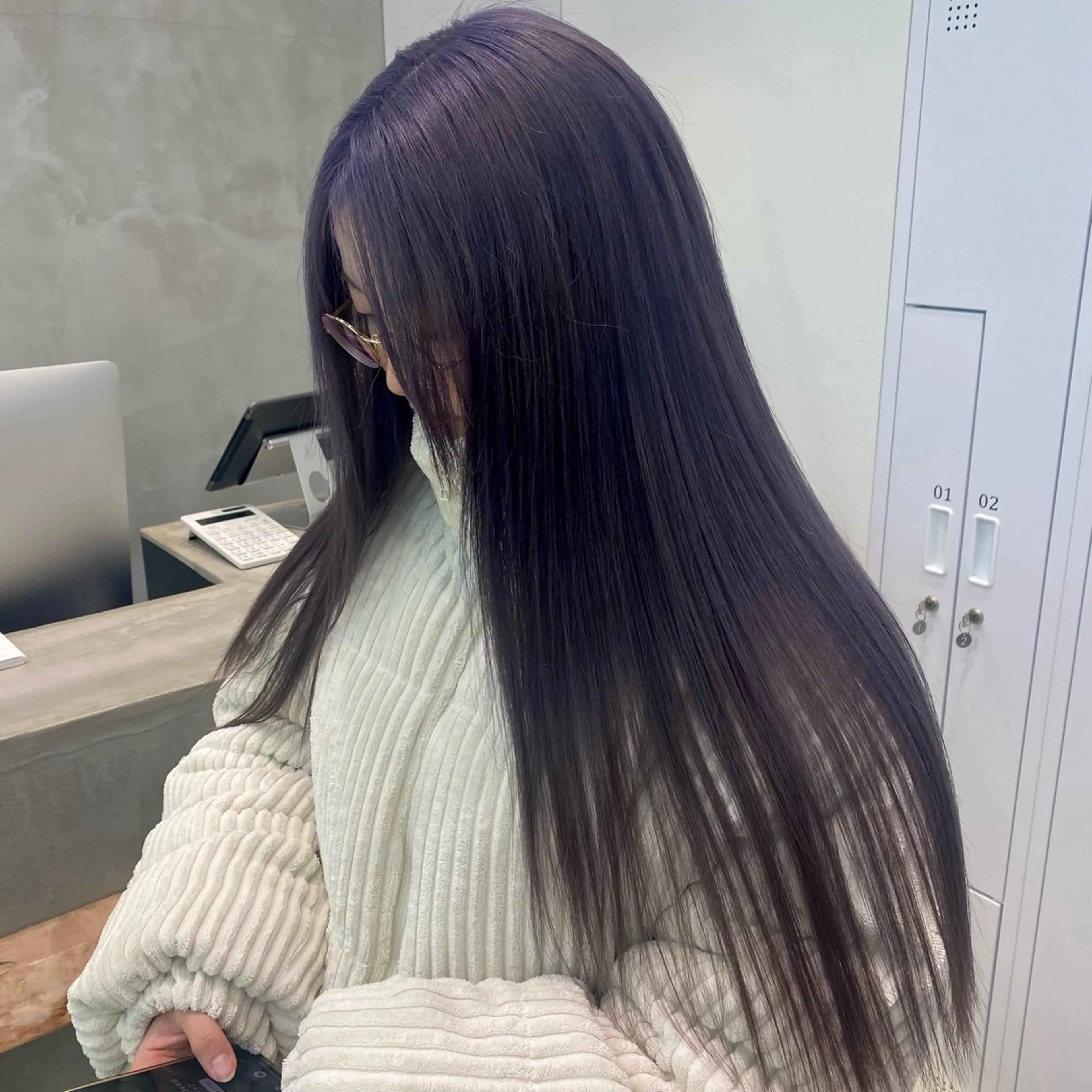 カラー ブルーカラー ブルーラベンダー 透明感カラー ラベンダーカラー カット ヘアカラー ウルフカット /ブリーチayamiのヘアスタイル