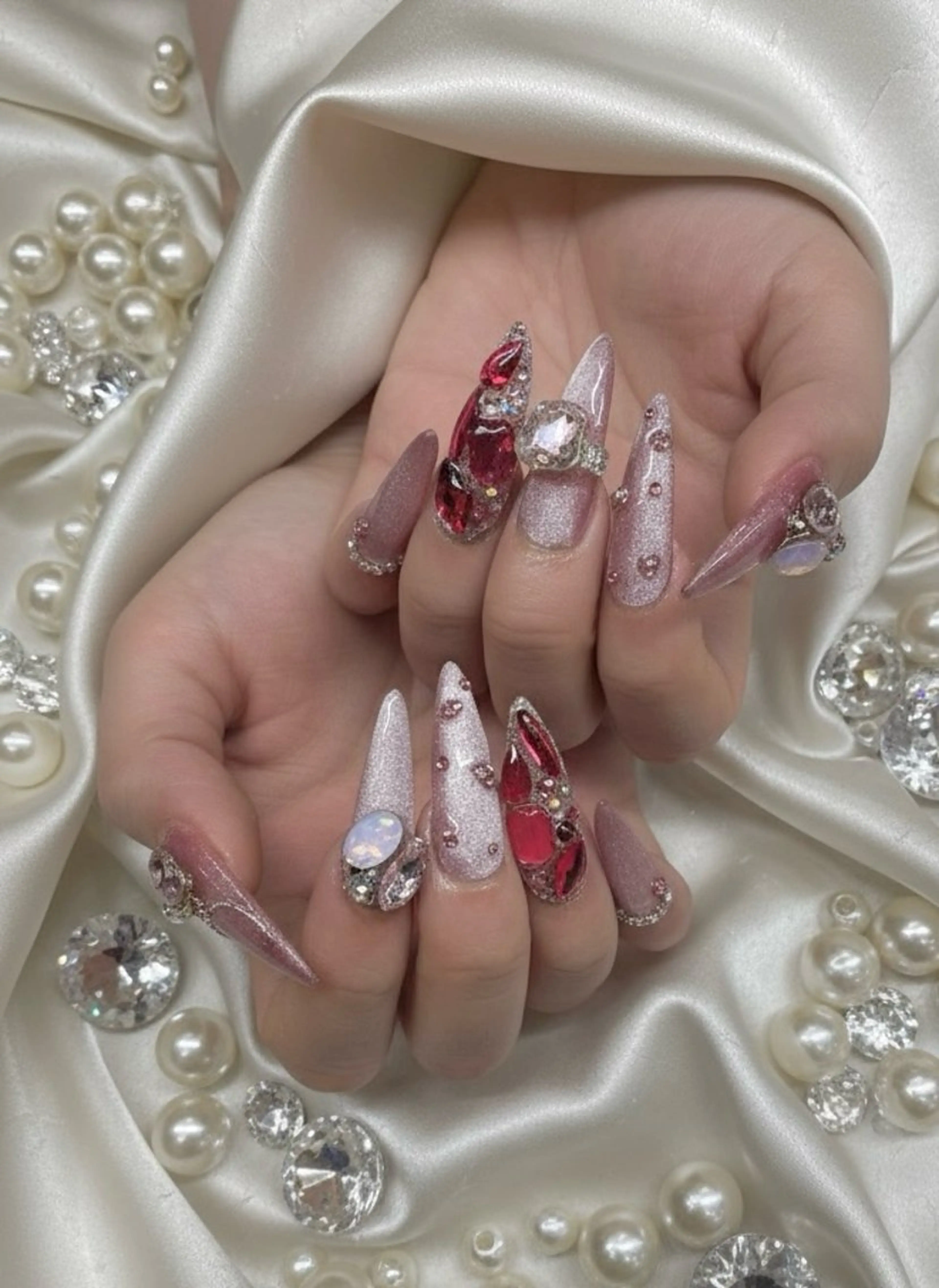 ネイル マグネットネイル ピンク ハンドネイル TUNEHA堂 矢場町栄5丁目のネイルデザイン