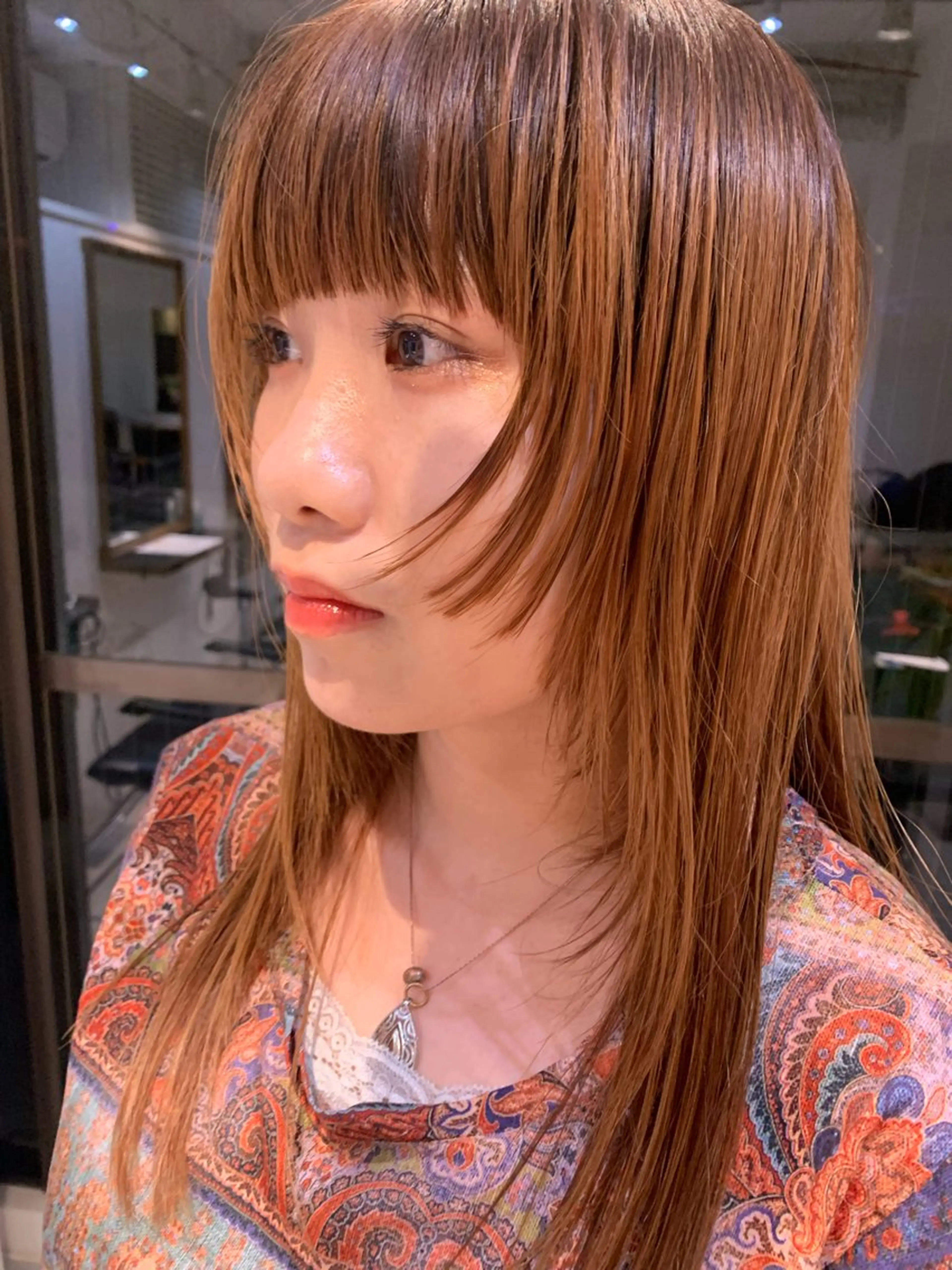 ロング レイヤーカット カット ボブパーマ/パーマ ウルフパーマのヘアスタイル