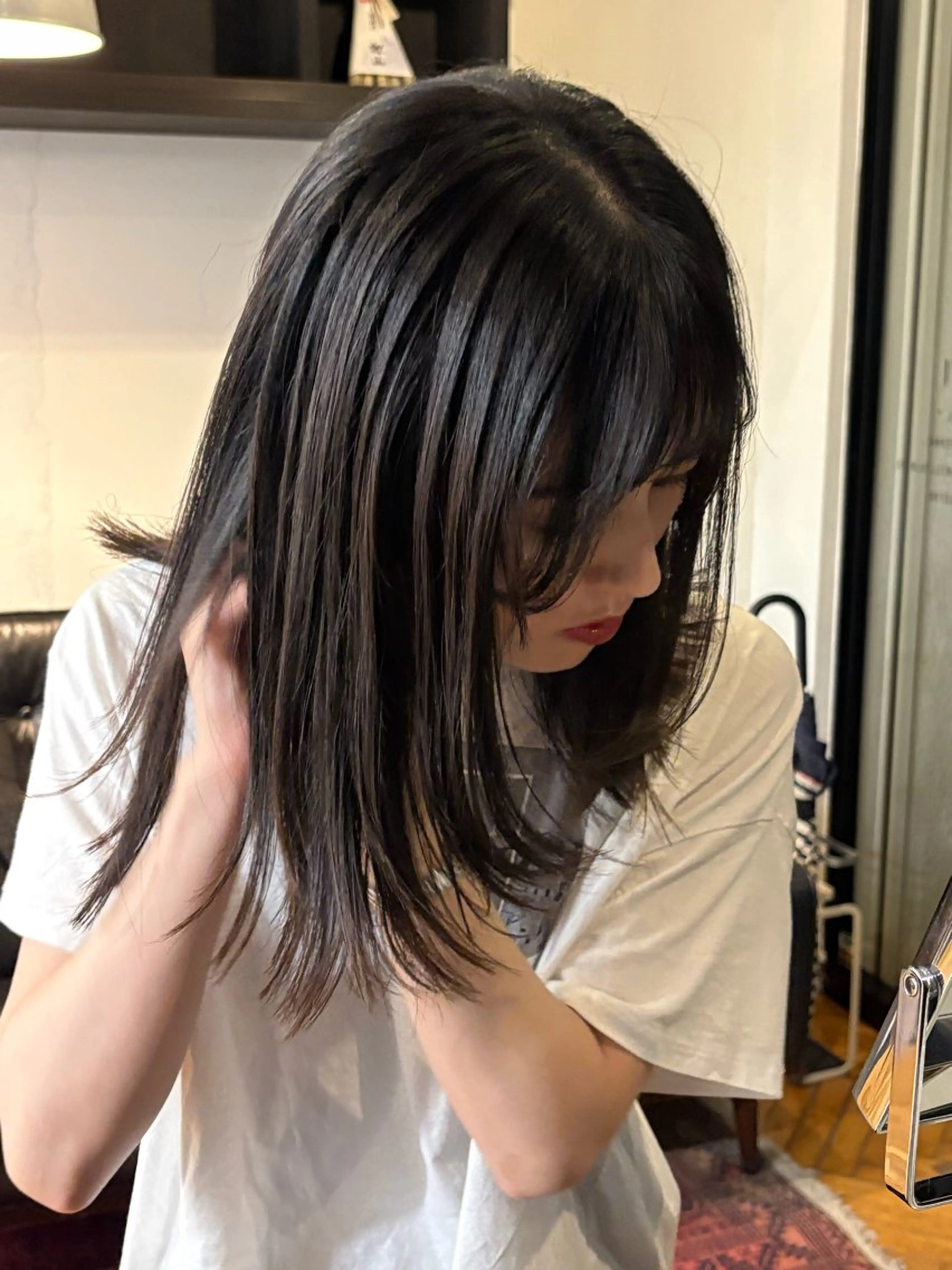 ミディアム レイヤーカット 京都烏丸/スズキ ノエのヘアスタイル