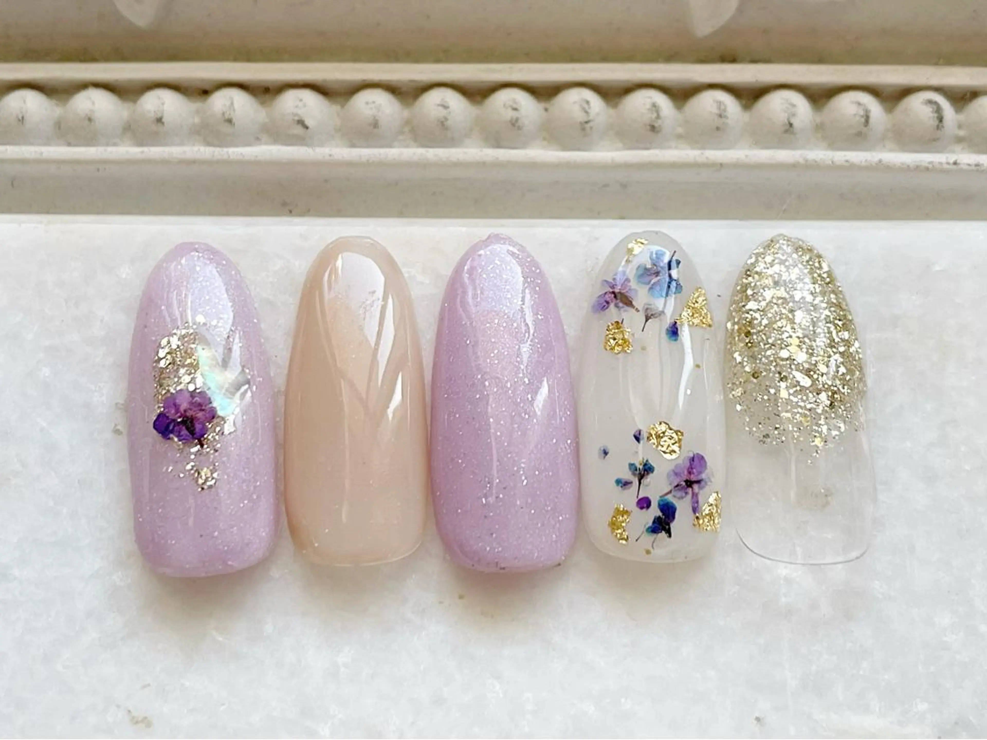 ネイル ジェルネイル パラジェル パープル 春ネイル ハンドネイル Satomi  のネイルデザイン