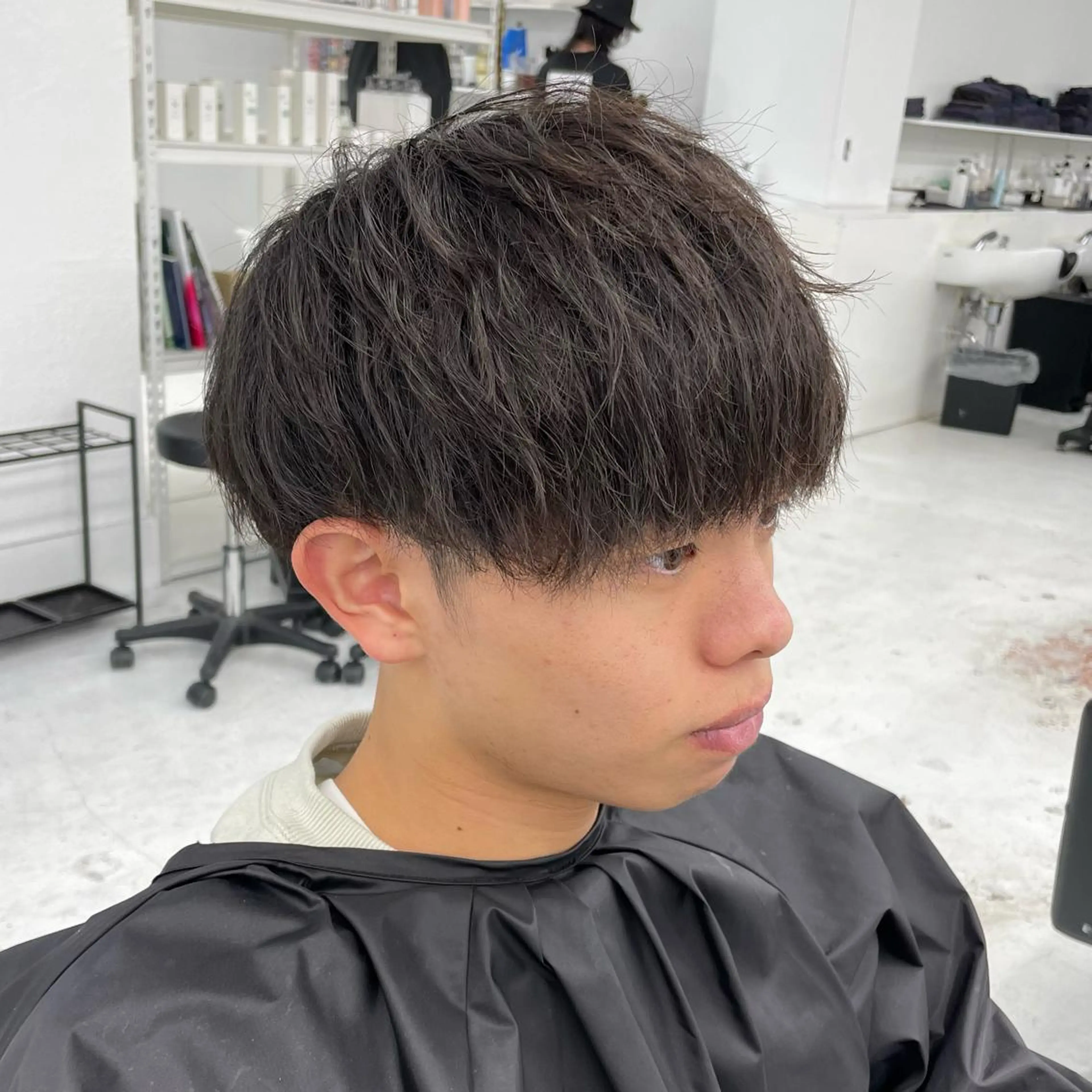 ミディアム パーマ メンズ マッシュ カット 【柏メンズパーマ職人 】店長　KAZUMAのヘアスタイル