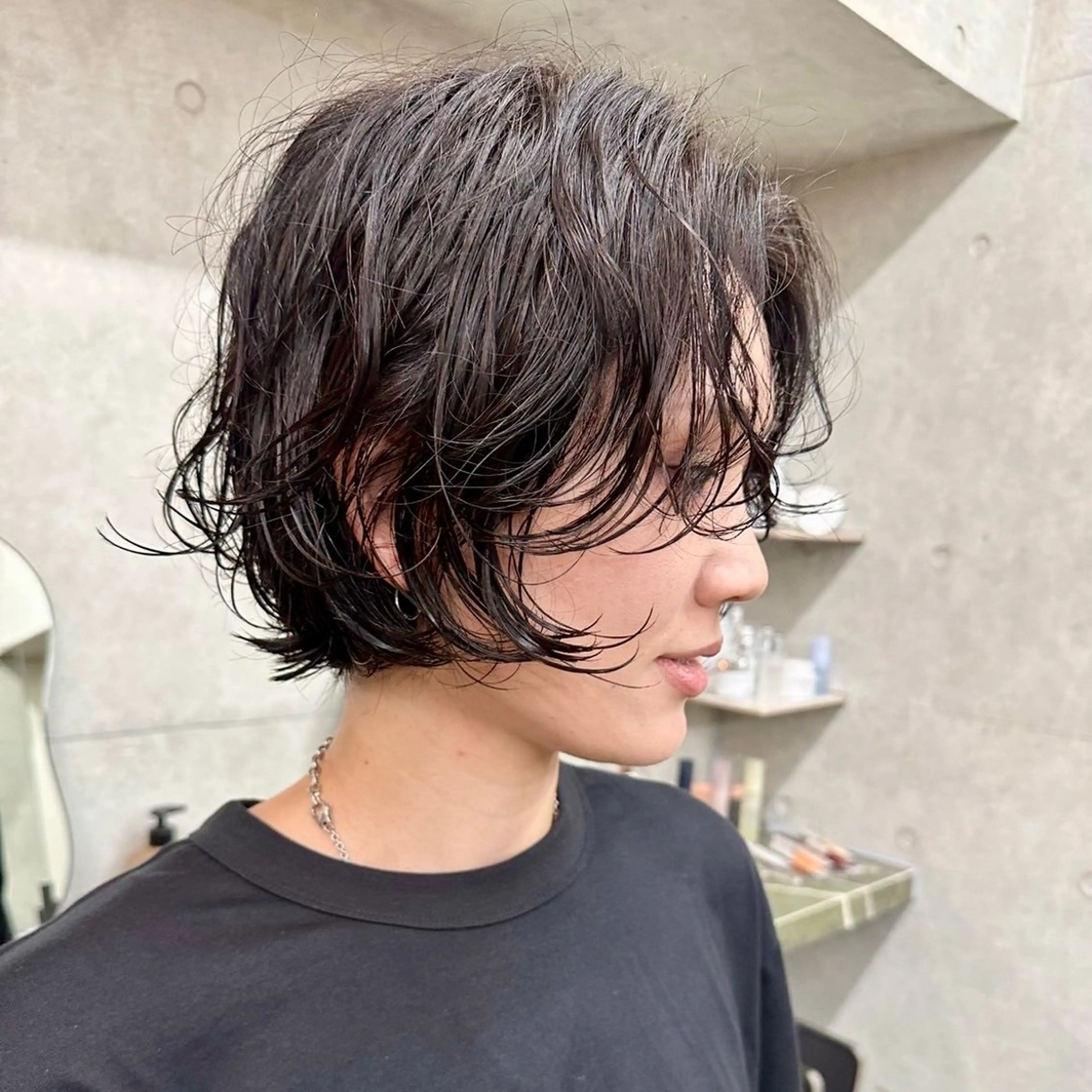 ショート パーマ カット パーマ 透け感カラー 🌱いわさきのヘアスタイル