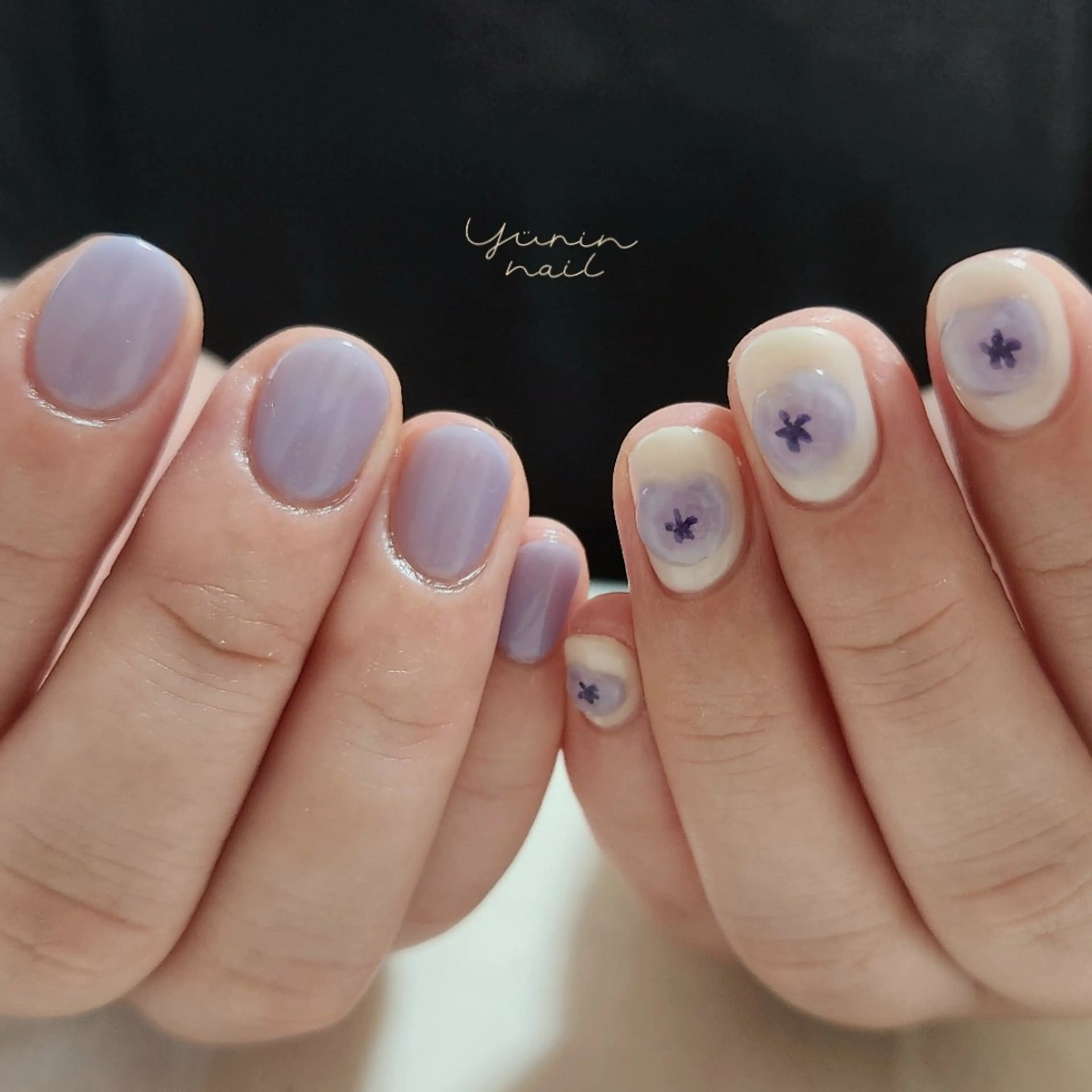 ネイル ブルー 持ち込み ショートネイル ハンドネイル ショートネイル専門 yurin nailのネイルデザイン