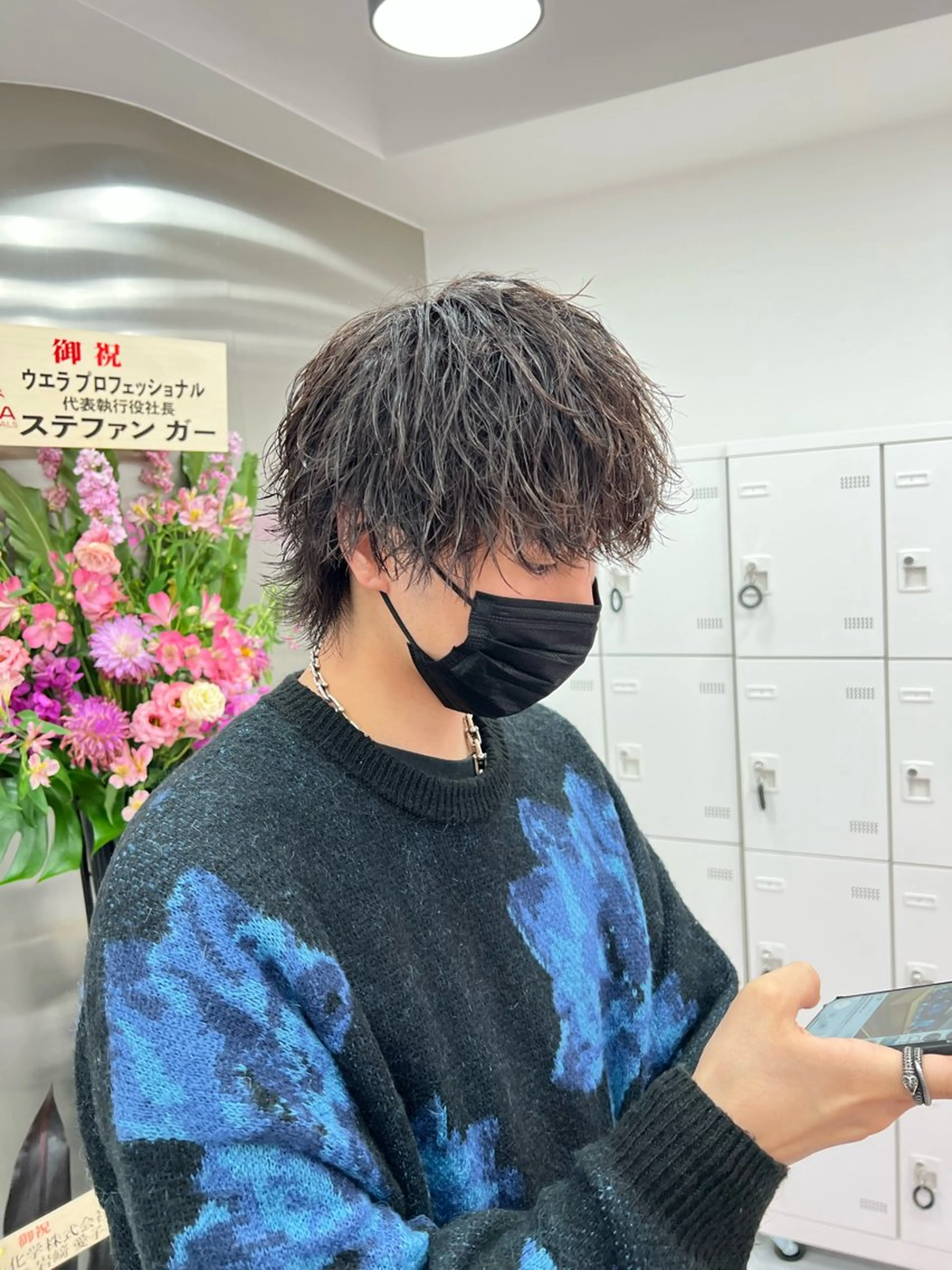 ミディアム パーマ メンズ ミディアムパーマ センターパート メンズ韓国風 韓国マッシュ マッシュウルフ トレンド/レイヤー うる艶🪞CANDYのヘアスタイル