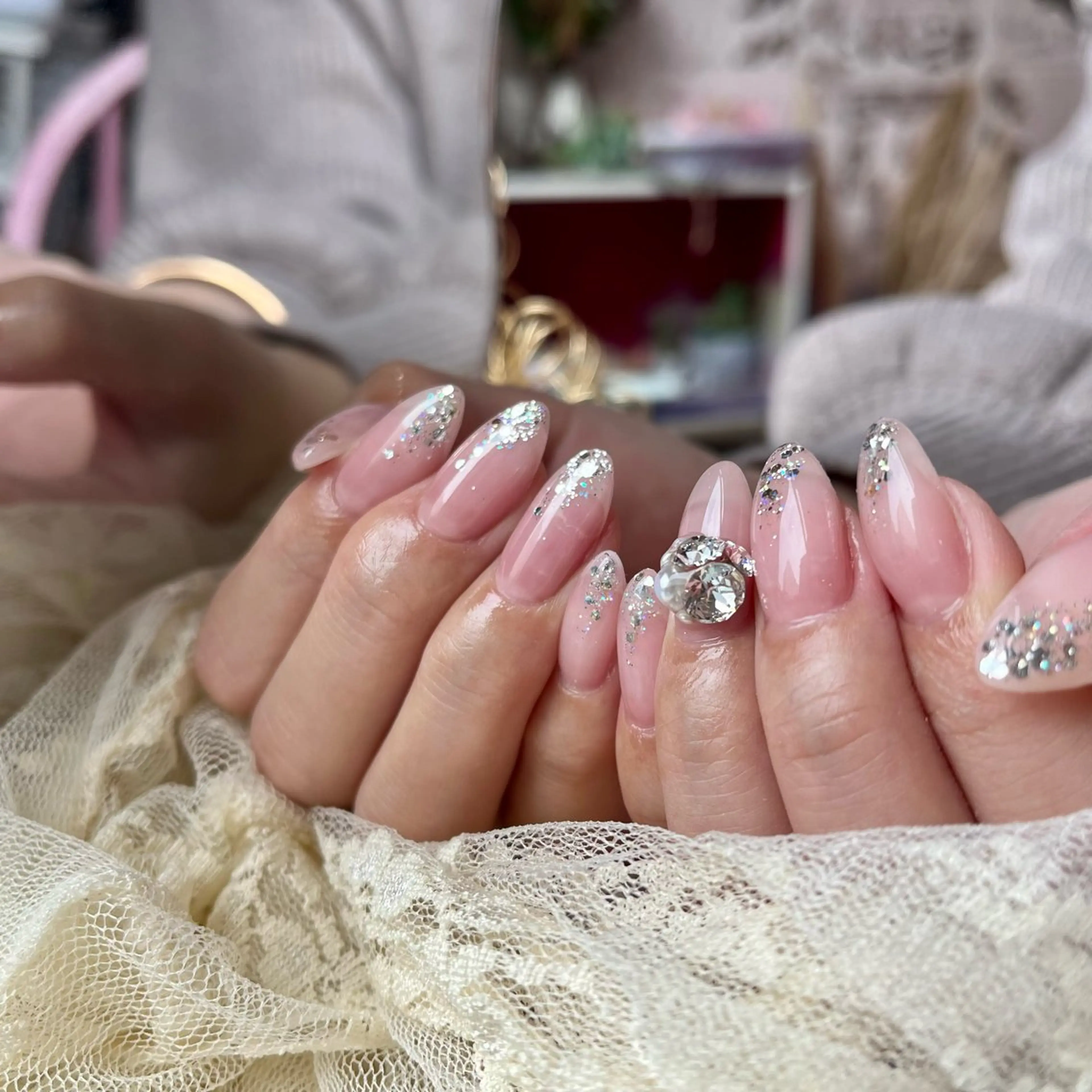 ネイル ラメ(グリッター) ハンドネイル n / ワンホン ニュアンスのネイルデザイン