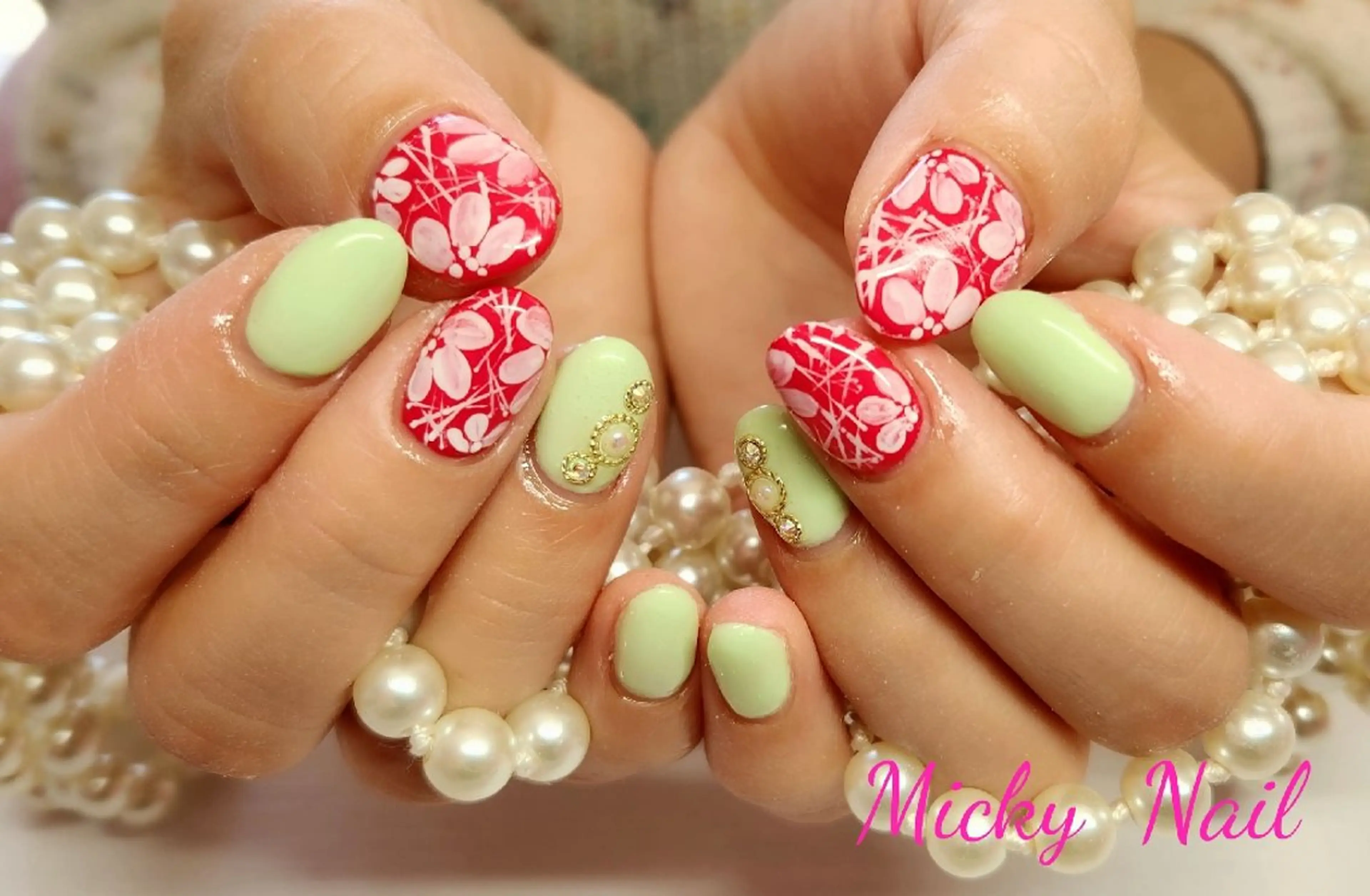 ネイル フラワーネイル レース Micky nail chikushinoのネイルデザイン