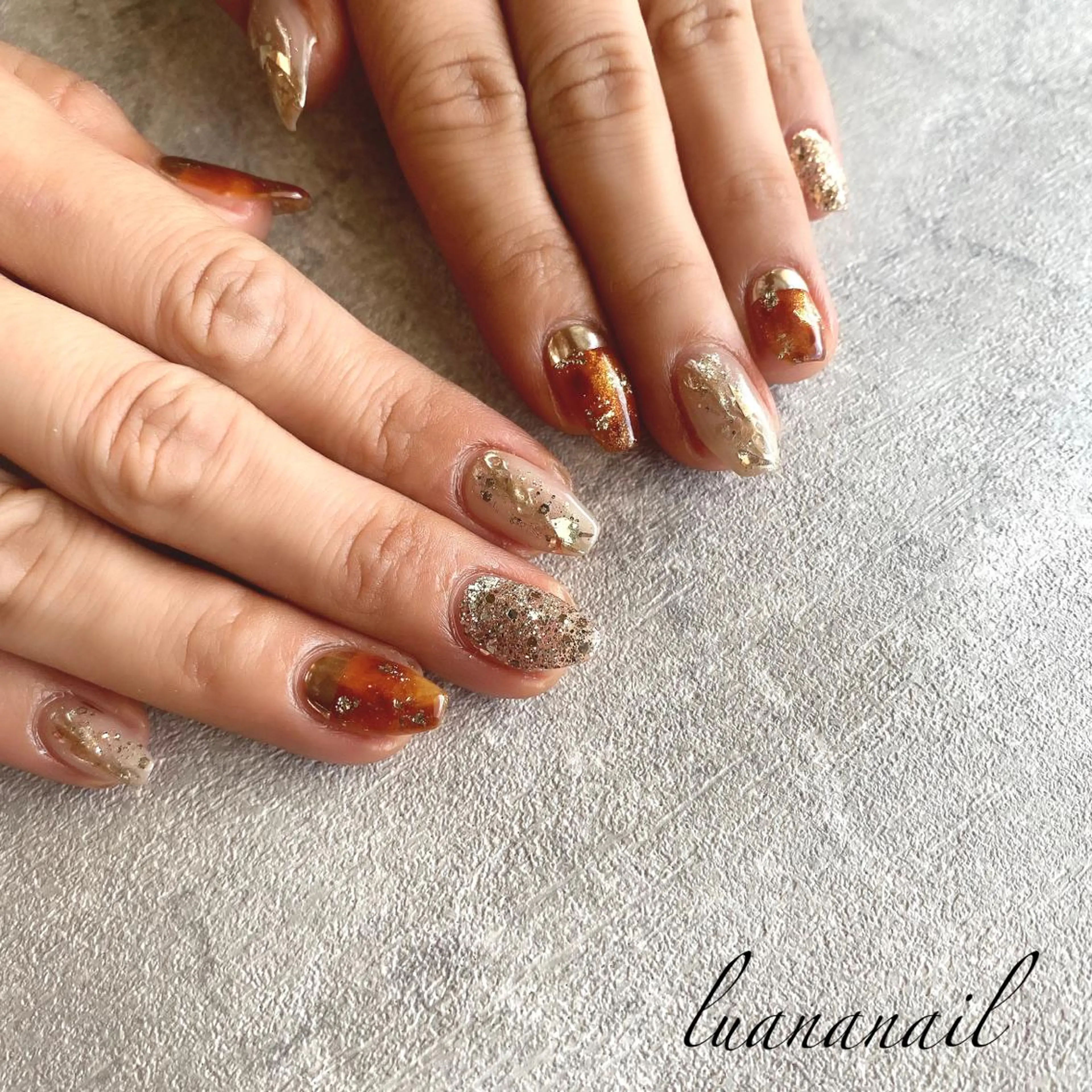 ネイル べっ甲ネイル ハンドネイル luana nailのネイルデザイン