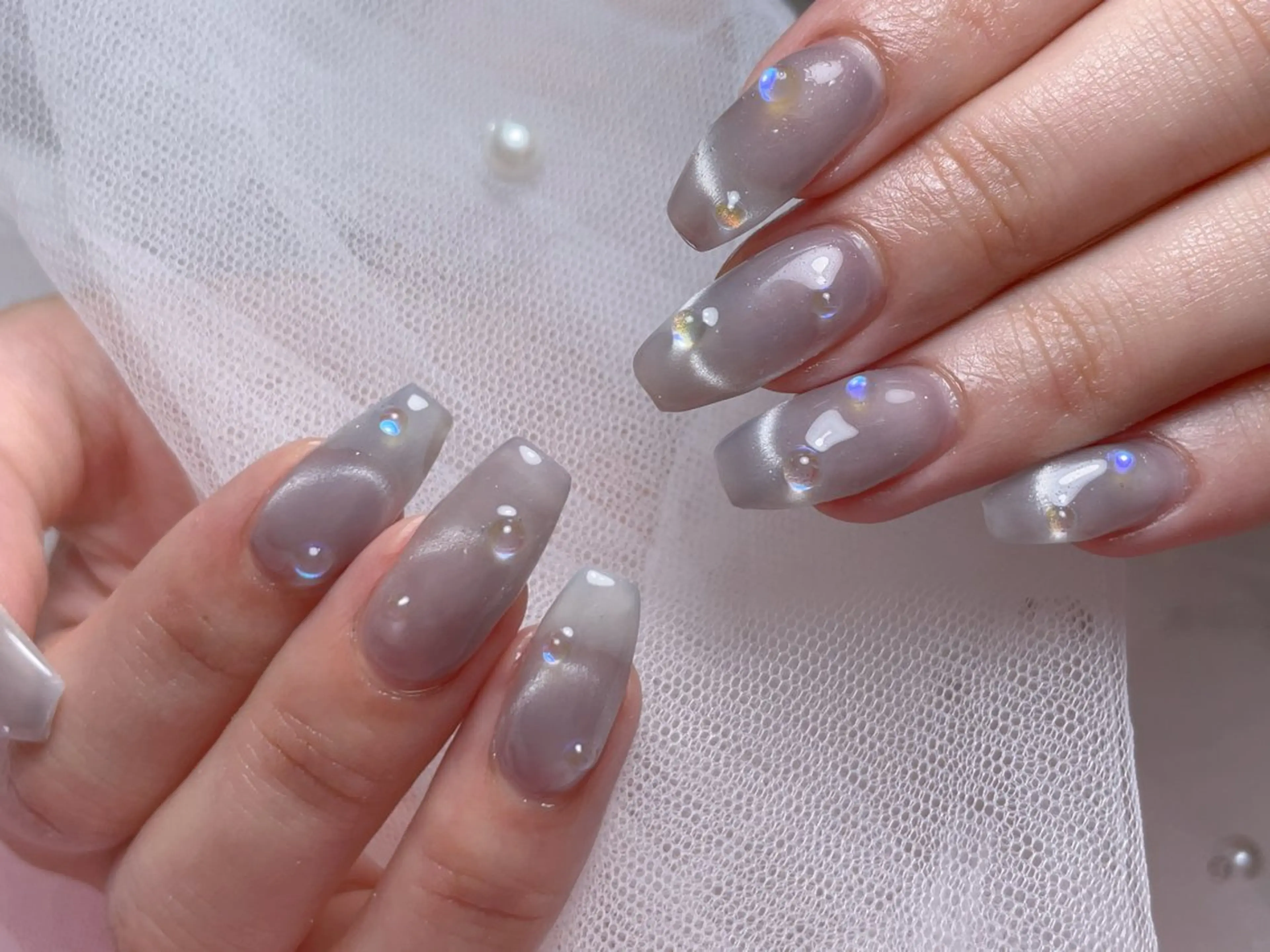 ネイル ニュアンスネイル オフィスネイル ワンカラーネイル ぷっくりネイル リボン ハンドネイル Mnail _KKのネイルデザイン