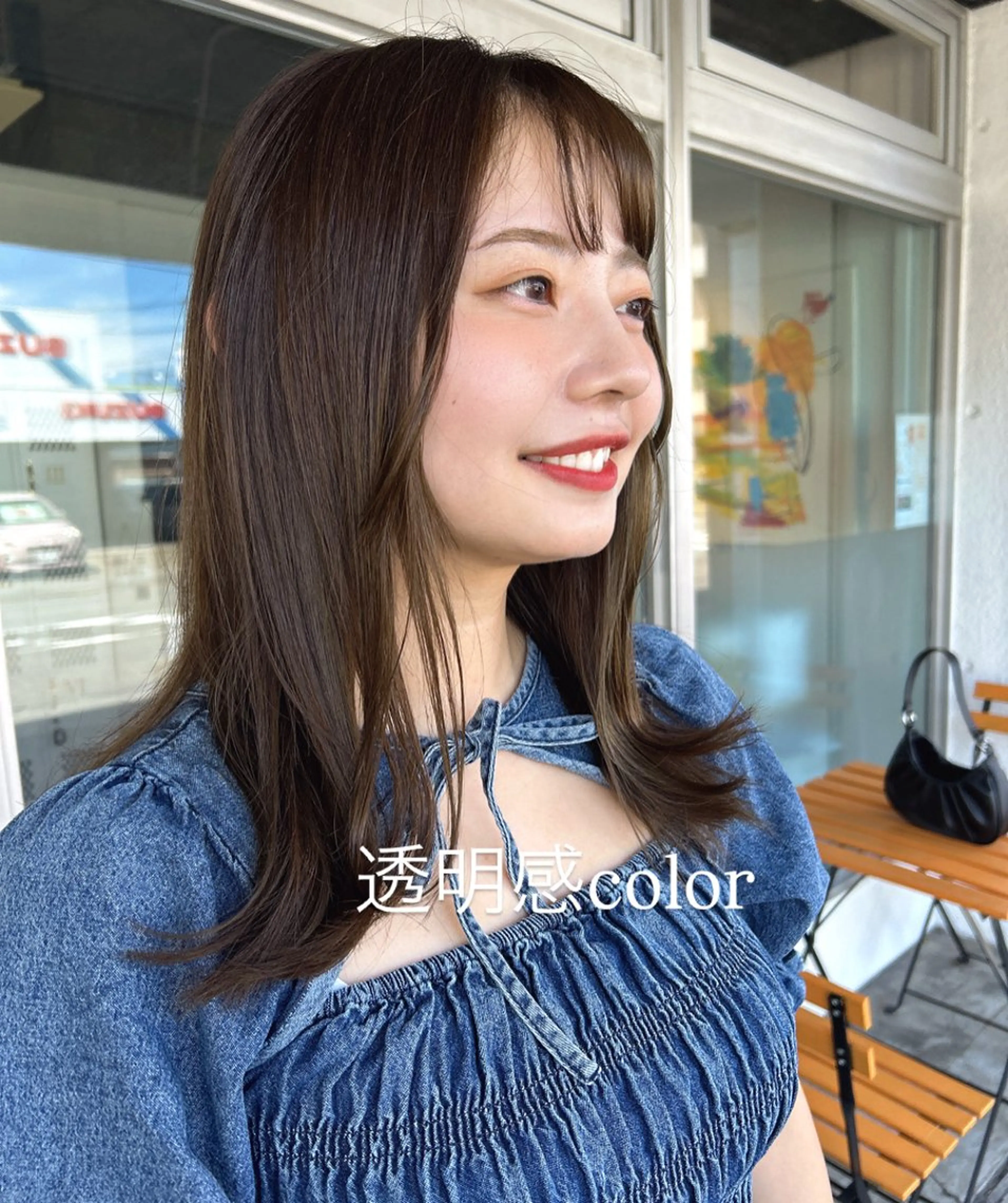 ミディアム カット ヘアカラー 透明感カラー 暖色shihoのヘアスタイル