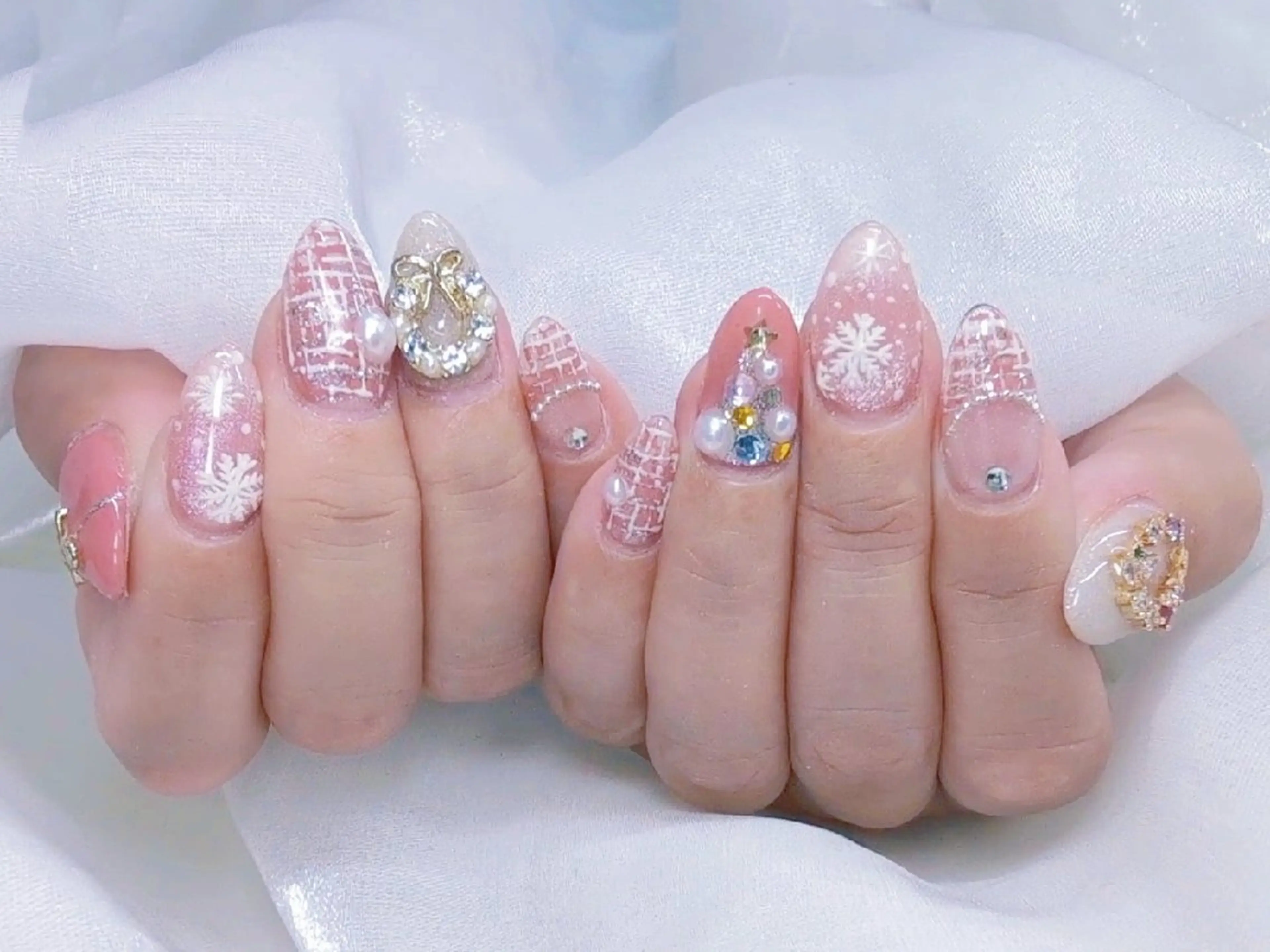 ネイル 成人式 入学式 長さ出し フラッシュネイル フレンチネイル Chouette Nailのネイルデザイン