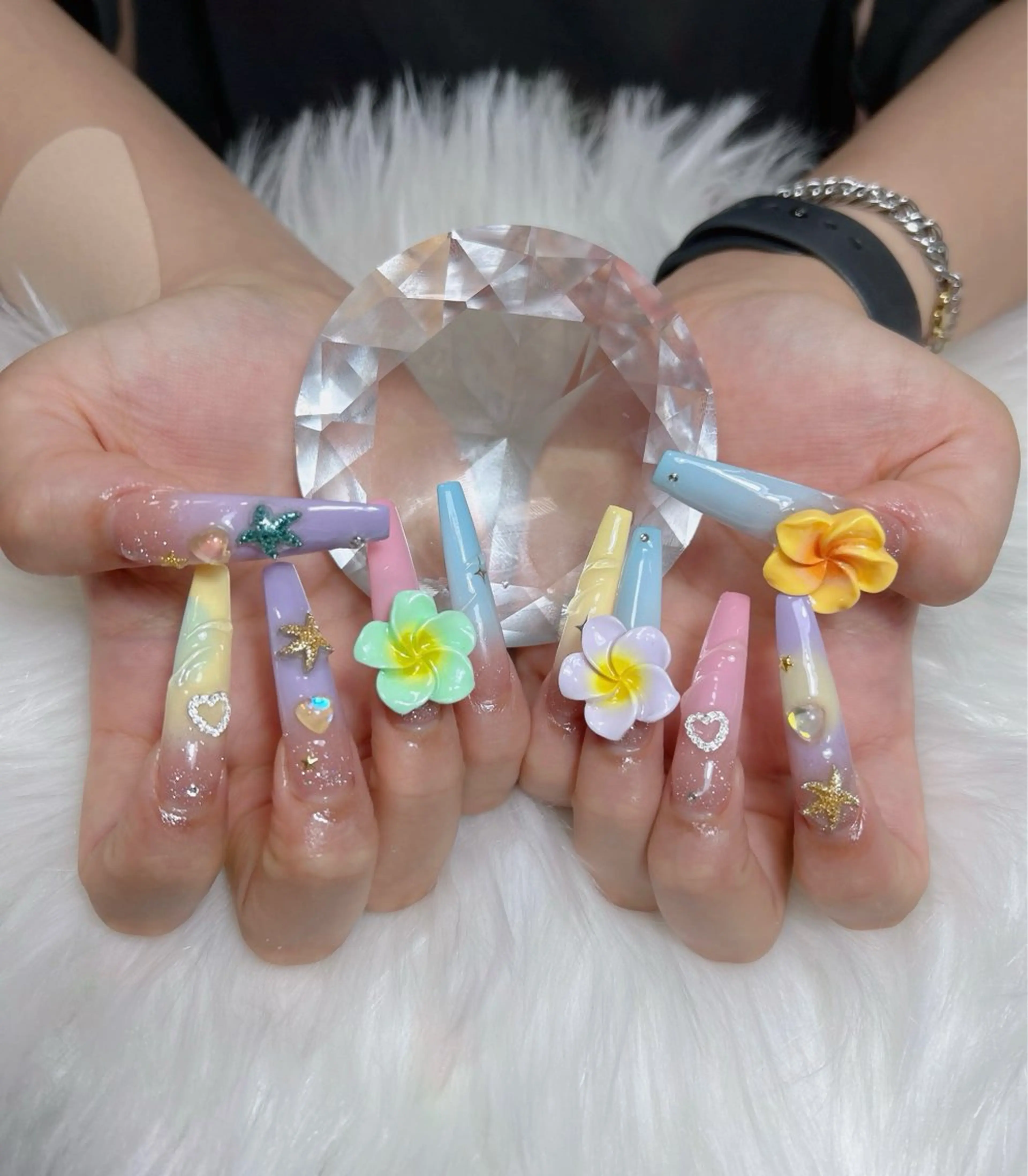 ネイル アートネイル オーロラネイル チークネイル 長さ出し フットネイル ハンドネイル Chan nailsのネイルデザイン