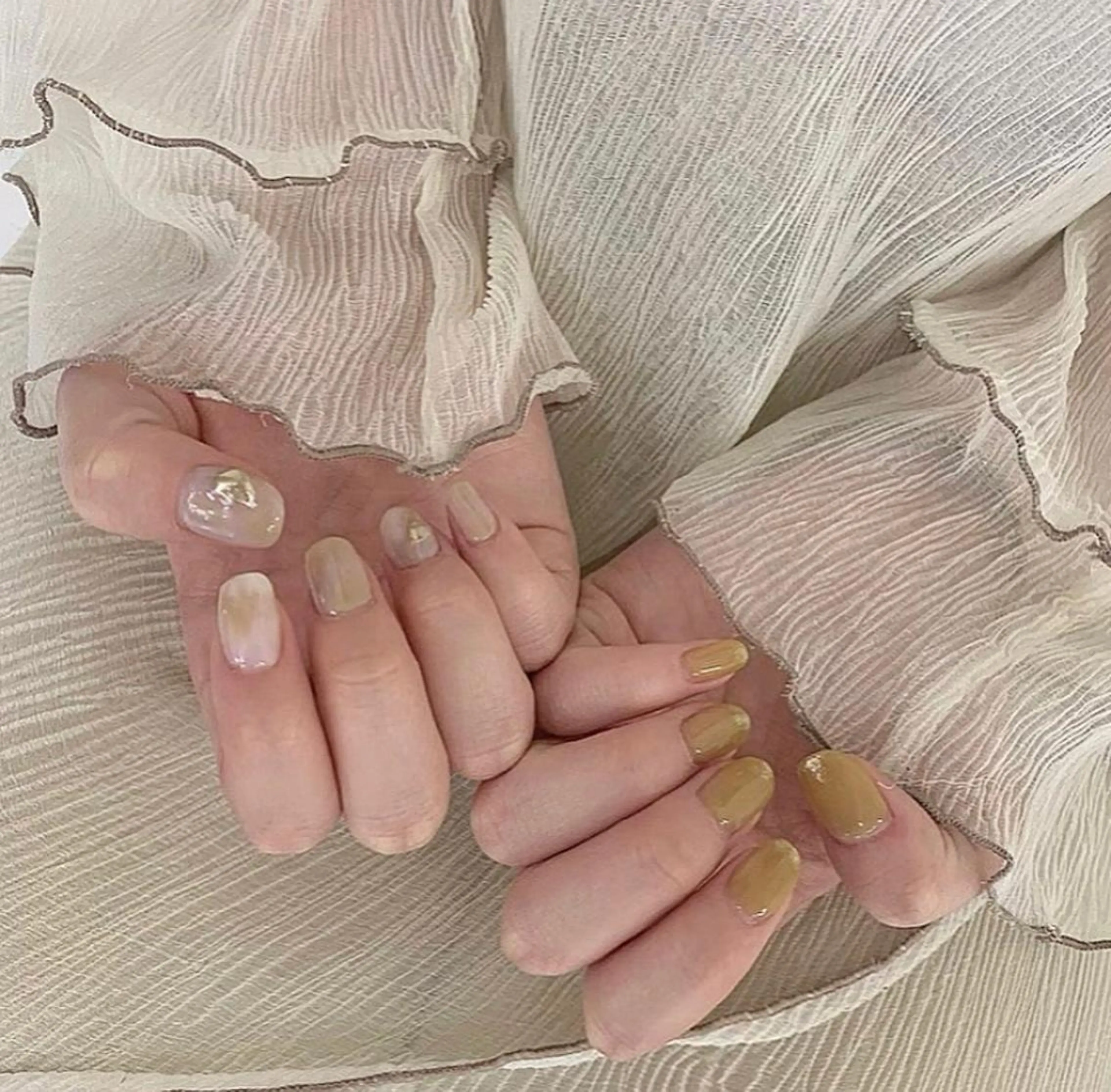 ネイル ピスタチオネイル ハンドネイル 𝕄𝕚𝕪𝕦🤍 自由が丘⌇パラジェルのネイルデザイン