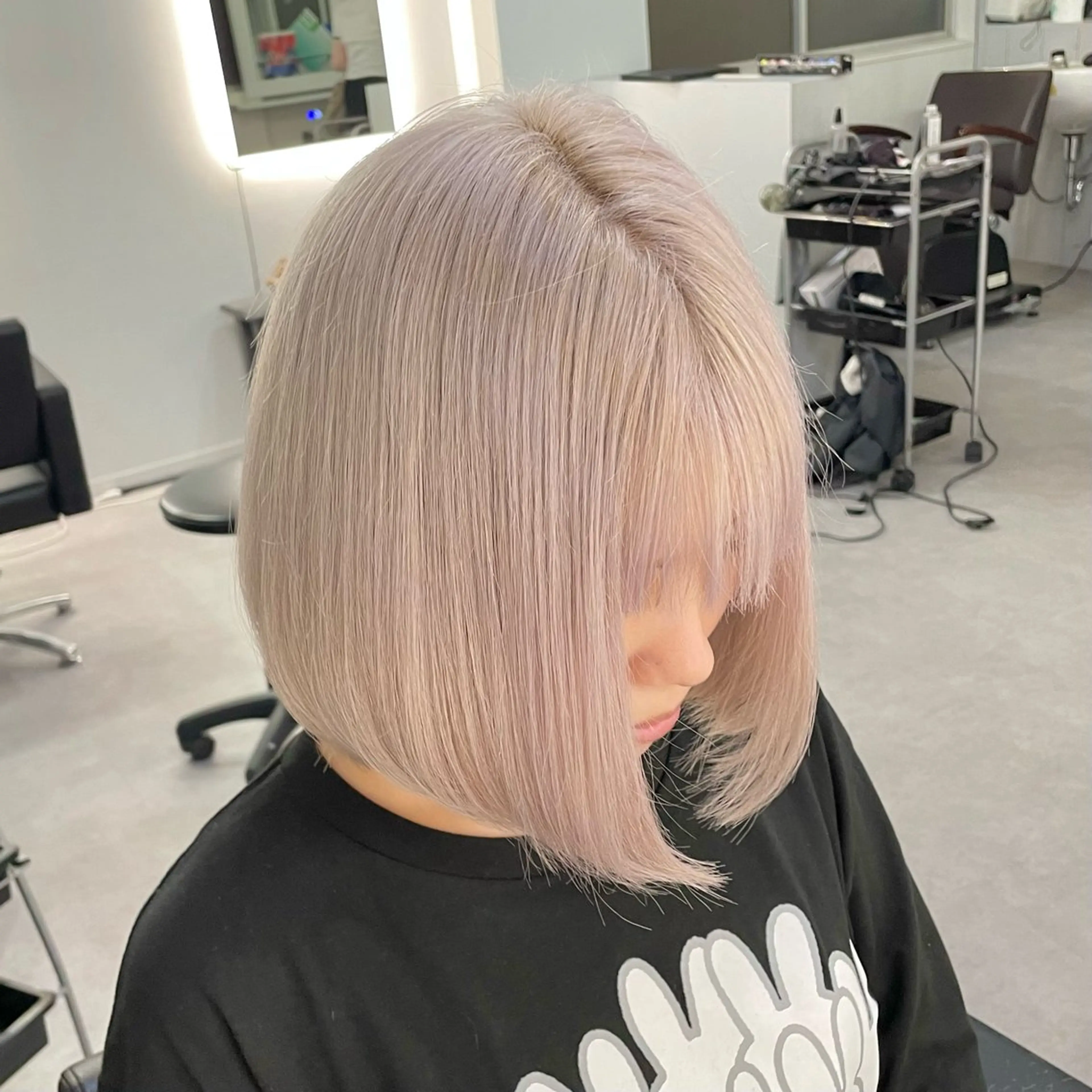 カラー ベージュカラー ブリーチ ダブルカラー グレージュ ハイトーンカラー ヘアカラー ミルクティーベージュ /ピンク/大阪/堀江のヘアスタイル