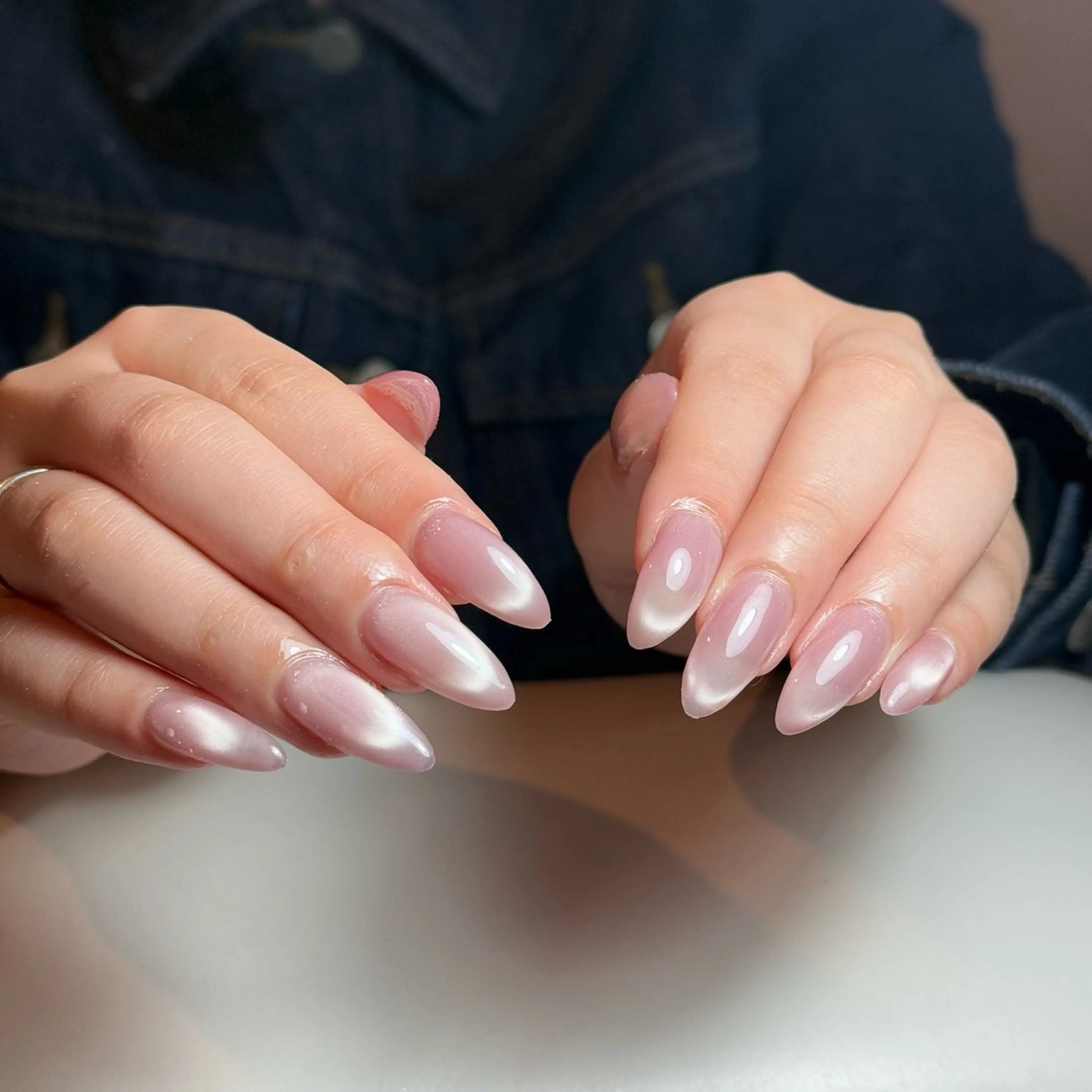 ネイル チークネイル フレンチネイル グラデーション キラキラネイル 韓国ネイル ハンドネイル Risa_ Nailのネイルデザイン