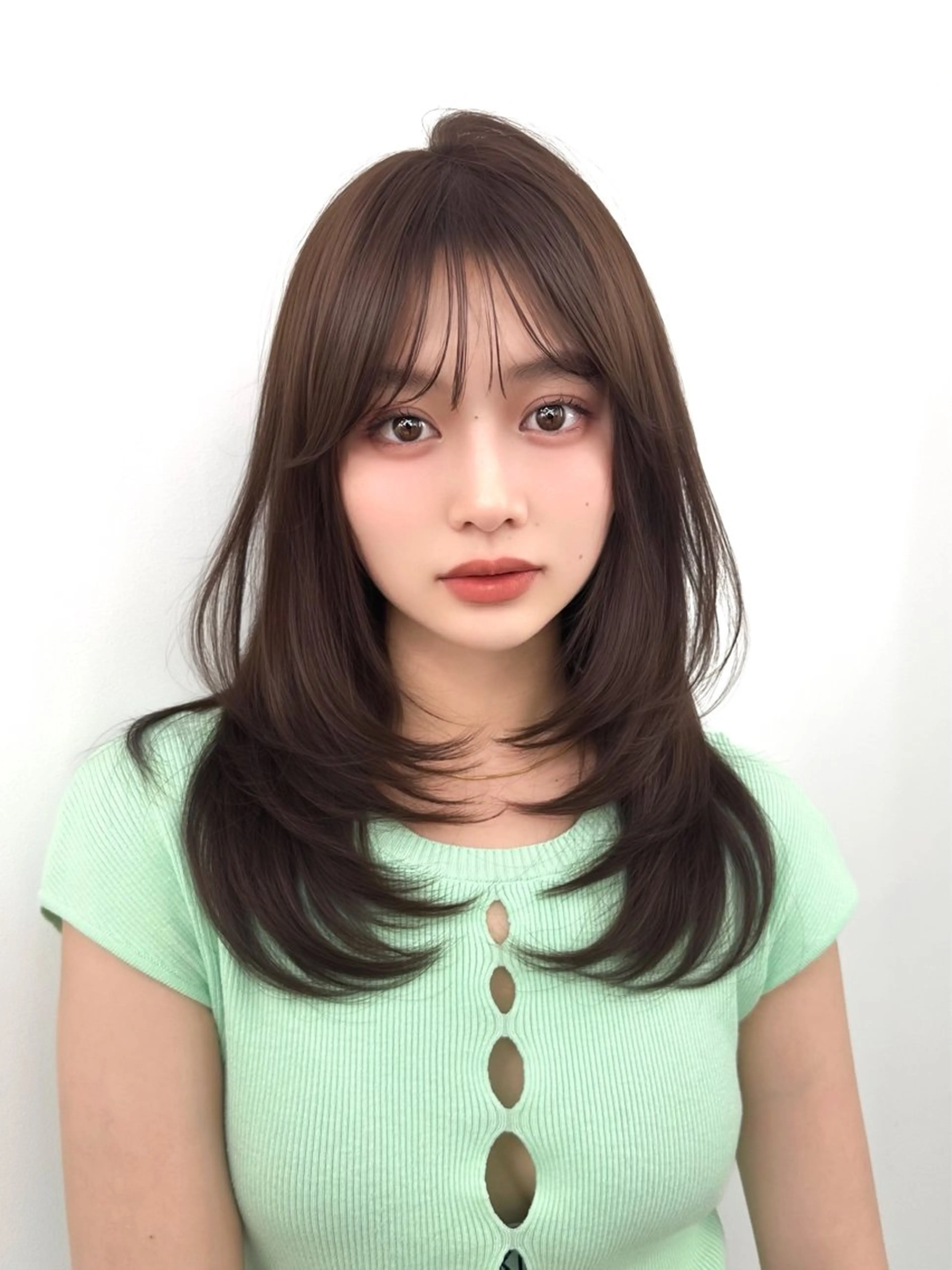 セミロング カット ヘアカラー トリートメント ヘッドスパ ヘアセット 前髪顔まわりカット 🌈中村海聖のヘアスタイル