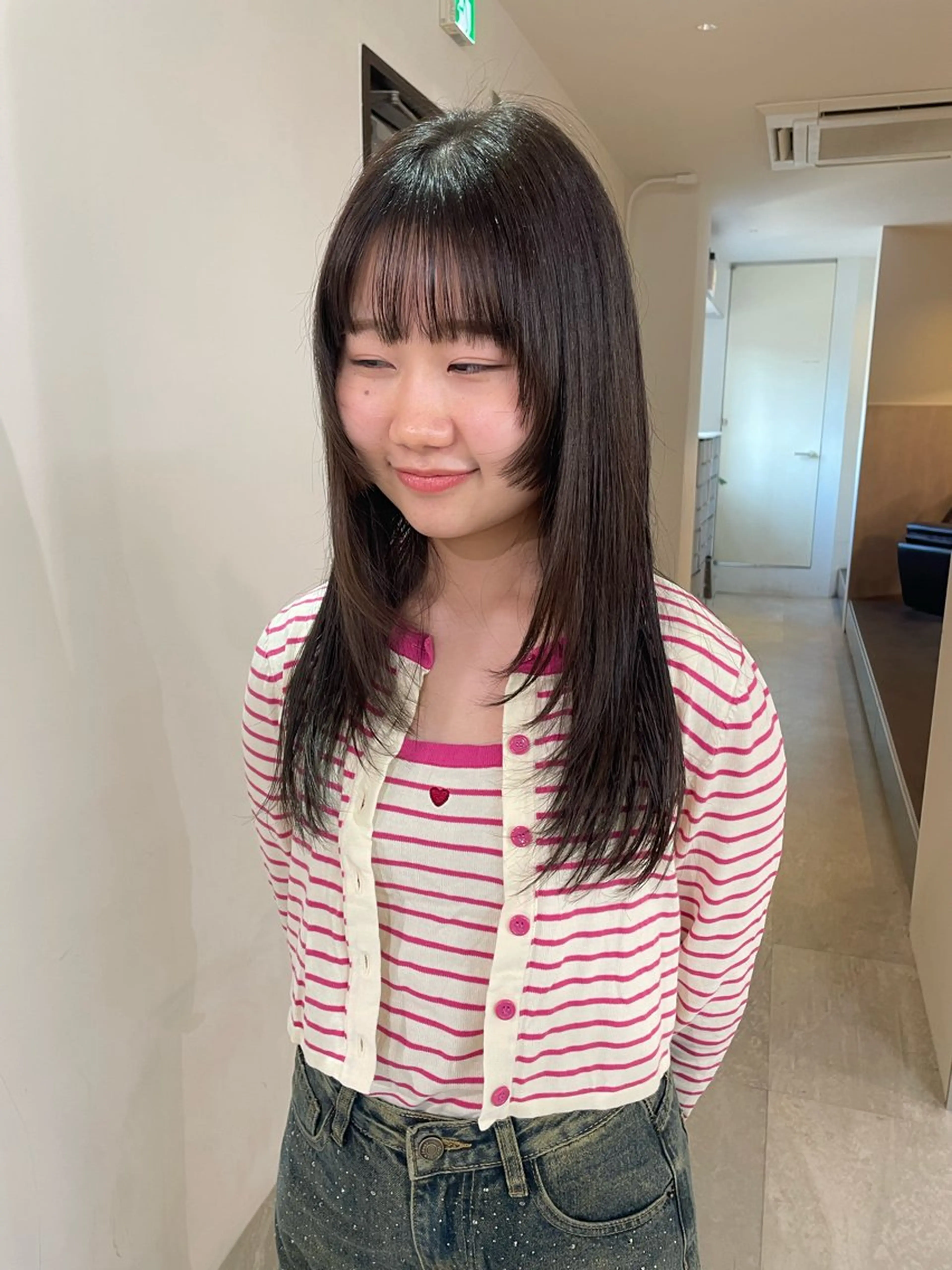 セミロング カラー ブラウンカラー 透明感カラー グレージュ マロンブラウン オリーブカラー カット ヘアカラー トリートメント MIU/ルーツカラー ボブ/顔周りレイヤーのヘアスタイル