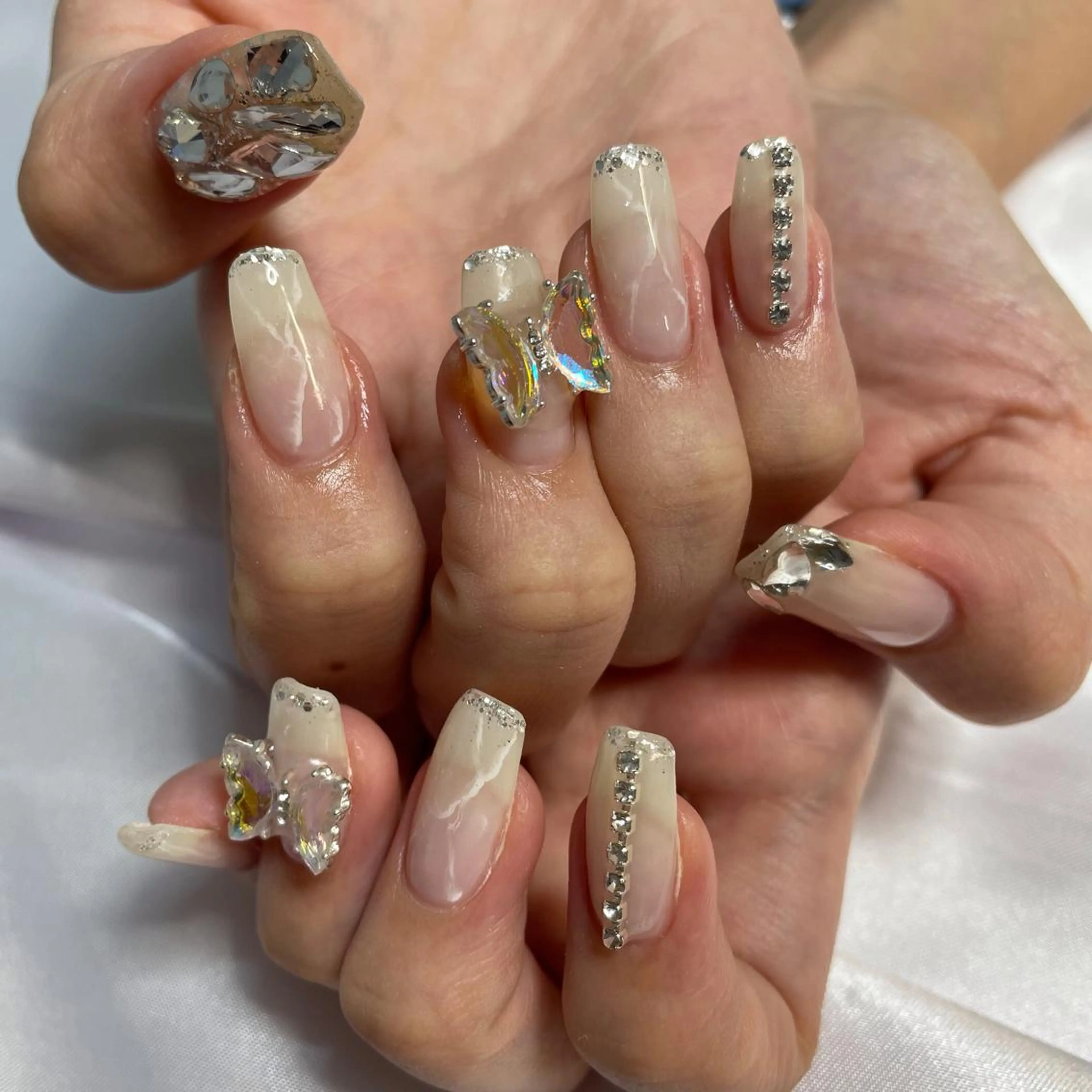 ネイル アートネイル キラキラネイル 韓国ネイル 大理石ネイル(マーブル) ハンドネイル 韓国/網紅/パーツ M-salonのネイルデザイン