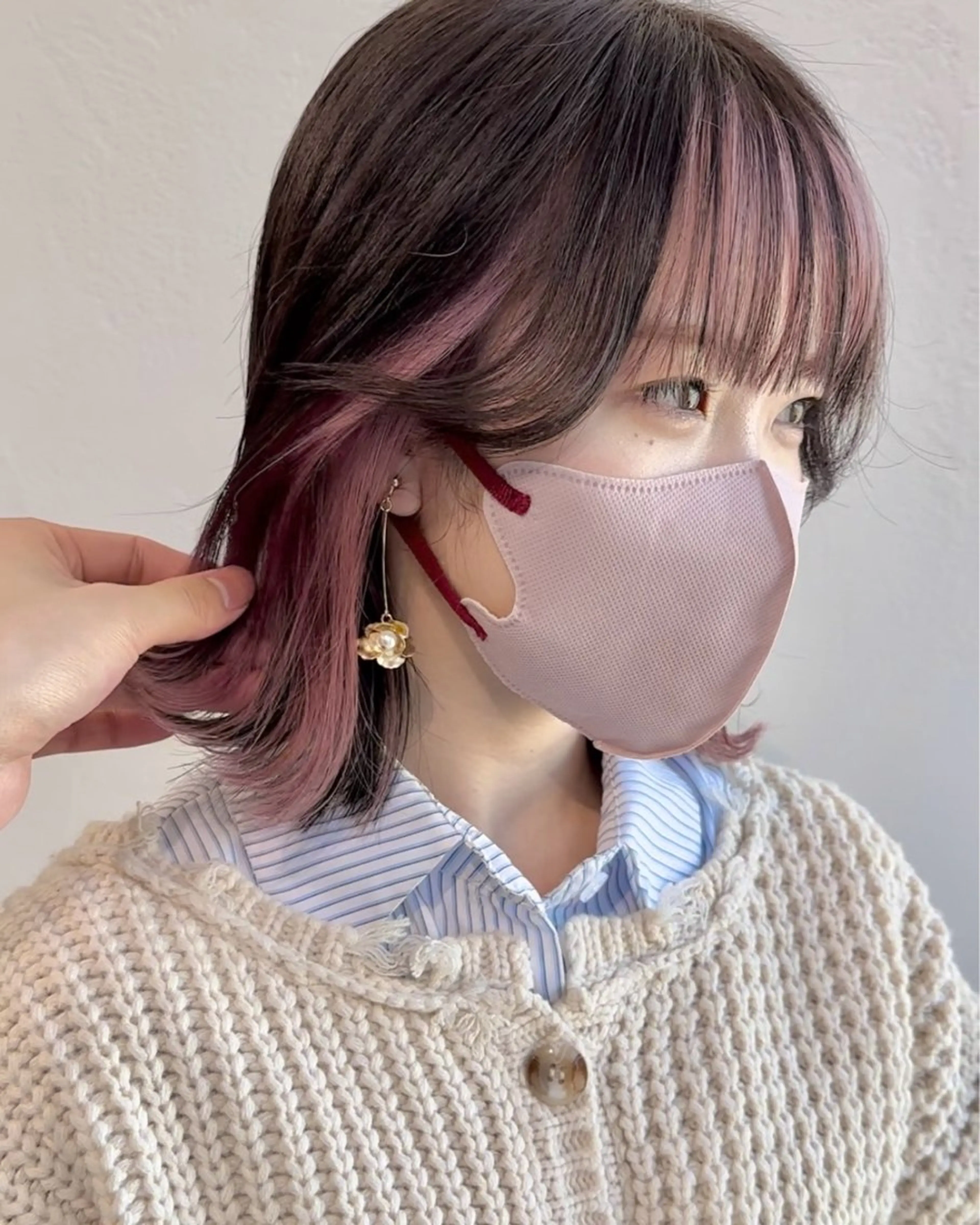 ミディアム カラー ブリーチ ケアブリーチ インナーカラー ピンクカラー カット ヘアカラー トリートメント インナーカラー/レイ ヤーカット♡/マキシのヘアスタイル