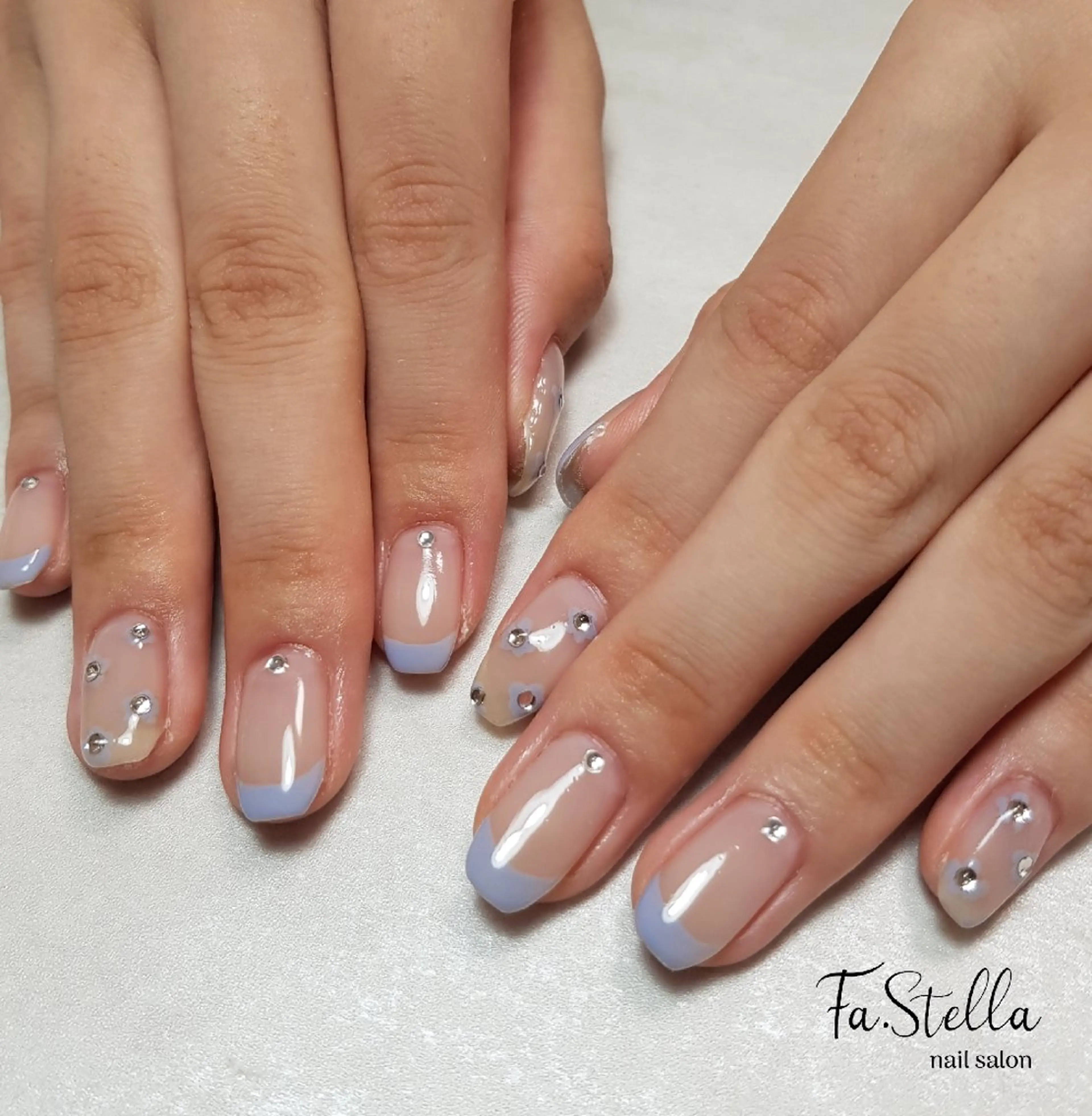 ネイル ブルー フレンチネイル ハンドネイル Fa.Stella ファステラ のネイルデザイン