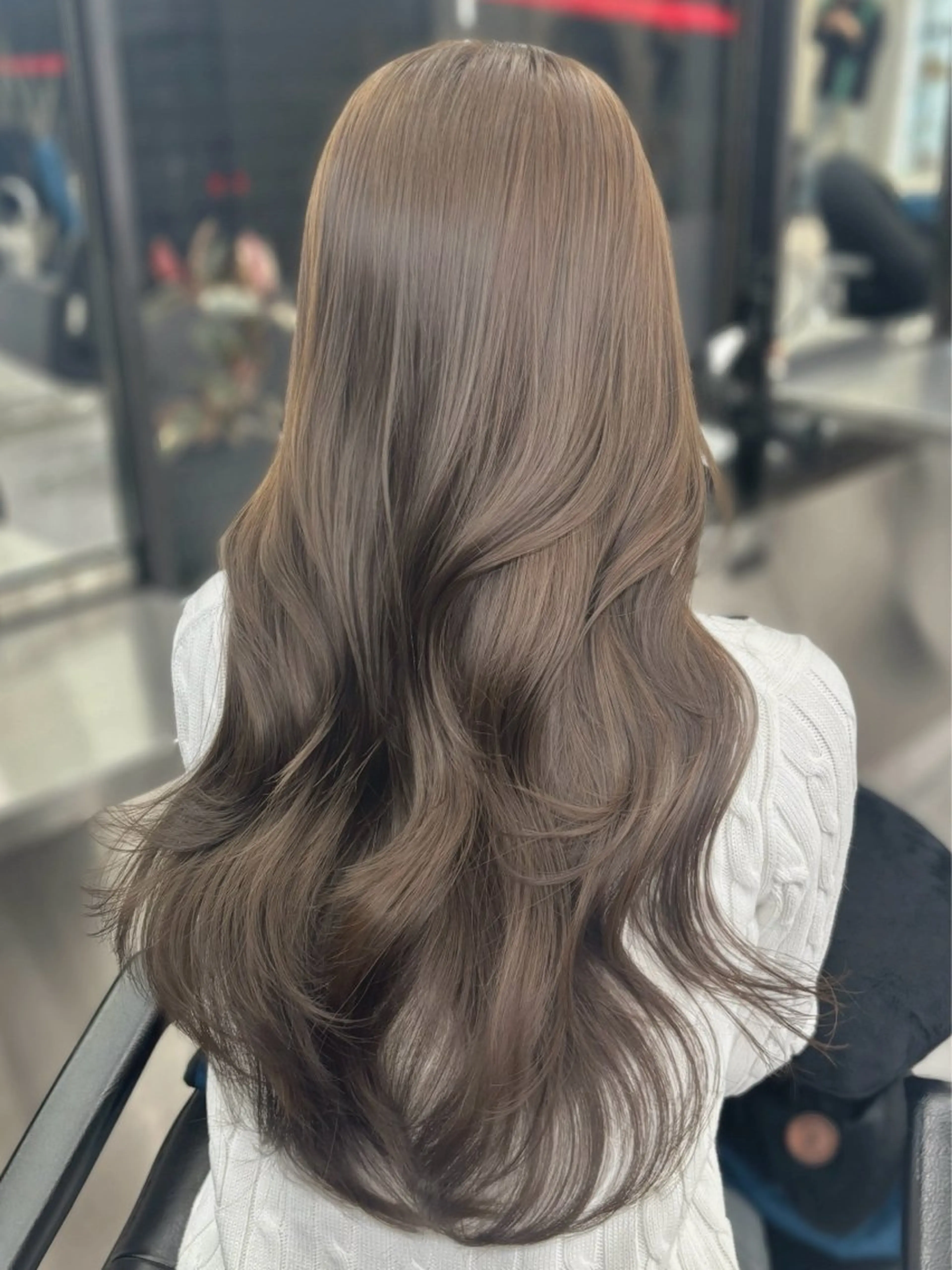 ロング カラー アディクシーカラー アッシュ アッシュブラック ベージュカラー 黒髪 カット ヘアカラー トリートメント Ardore 韓国風カラー大阪のヘアスタイル