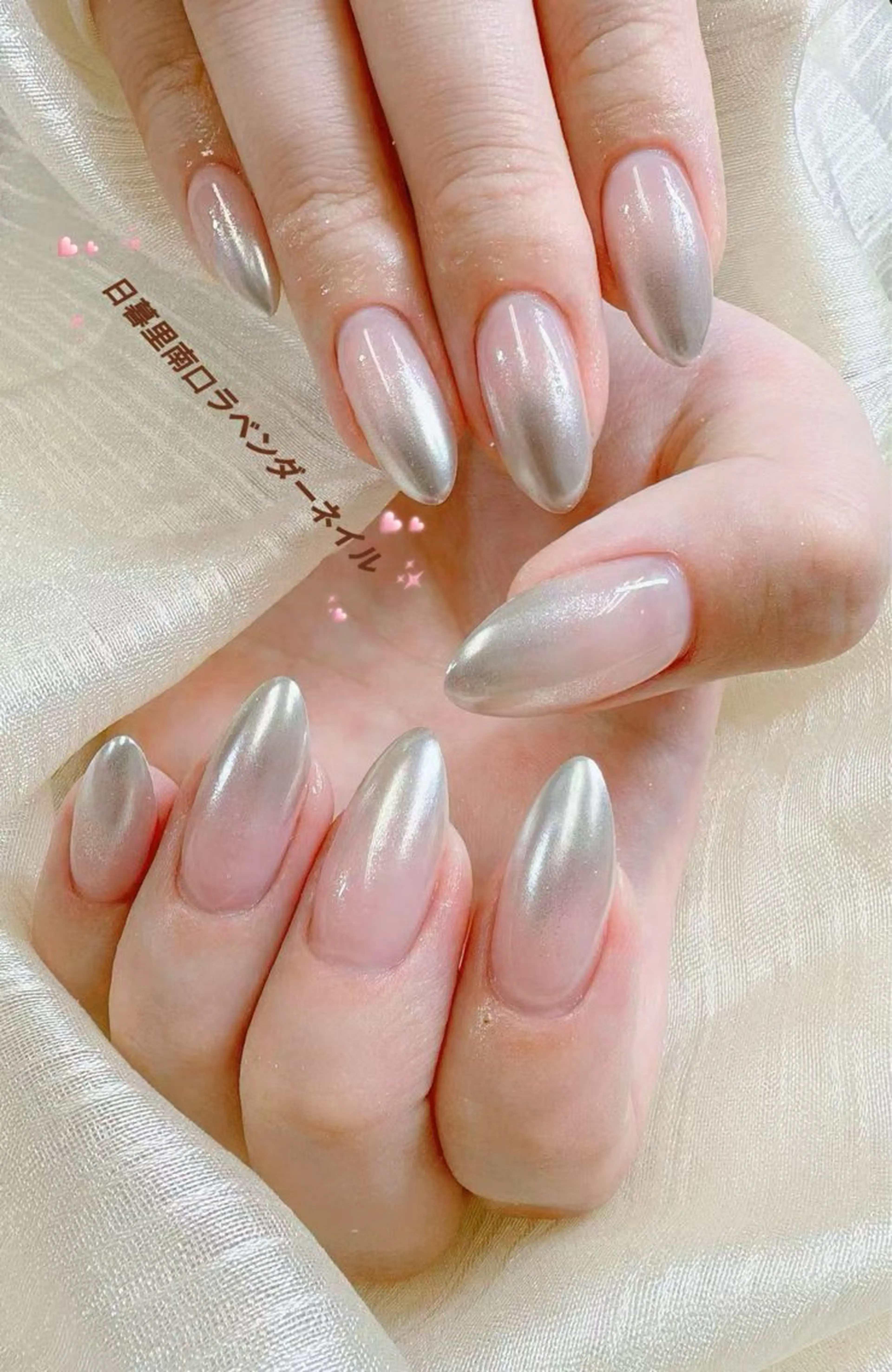 ネイル ミラーネイル シルバー シンプルネイル ラベンダー💖日暮里 ルル💖ネイルのネイルデザイン