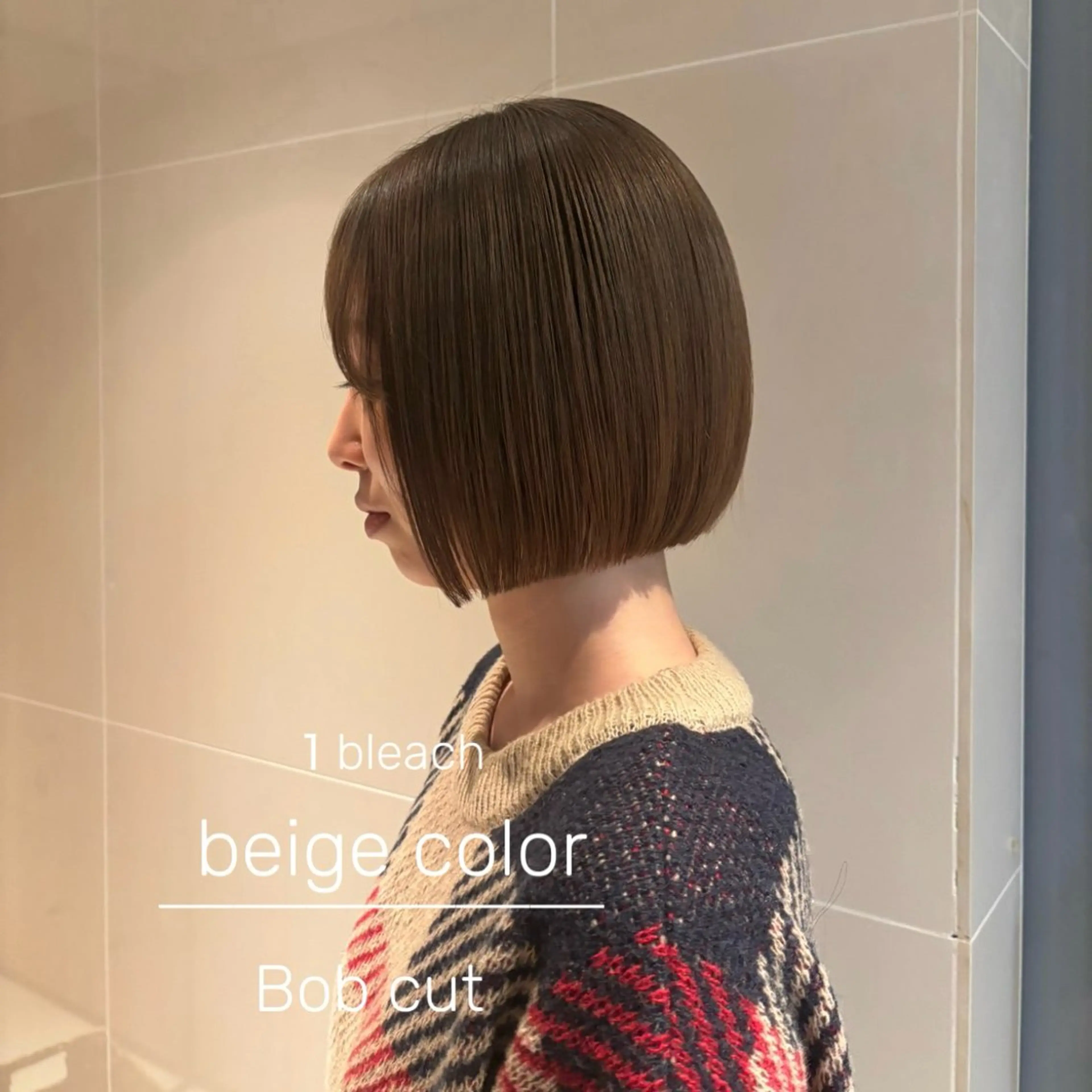 カラー ベージュカラー ブリーチ ボブ カット ヘアカラー トリートメント 縮毛矯正/レイヤー /ひかるのヘアスタイル