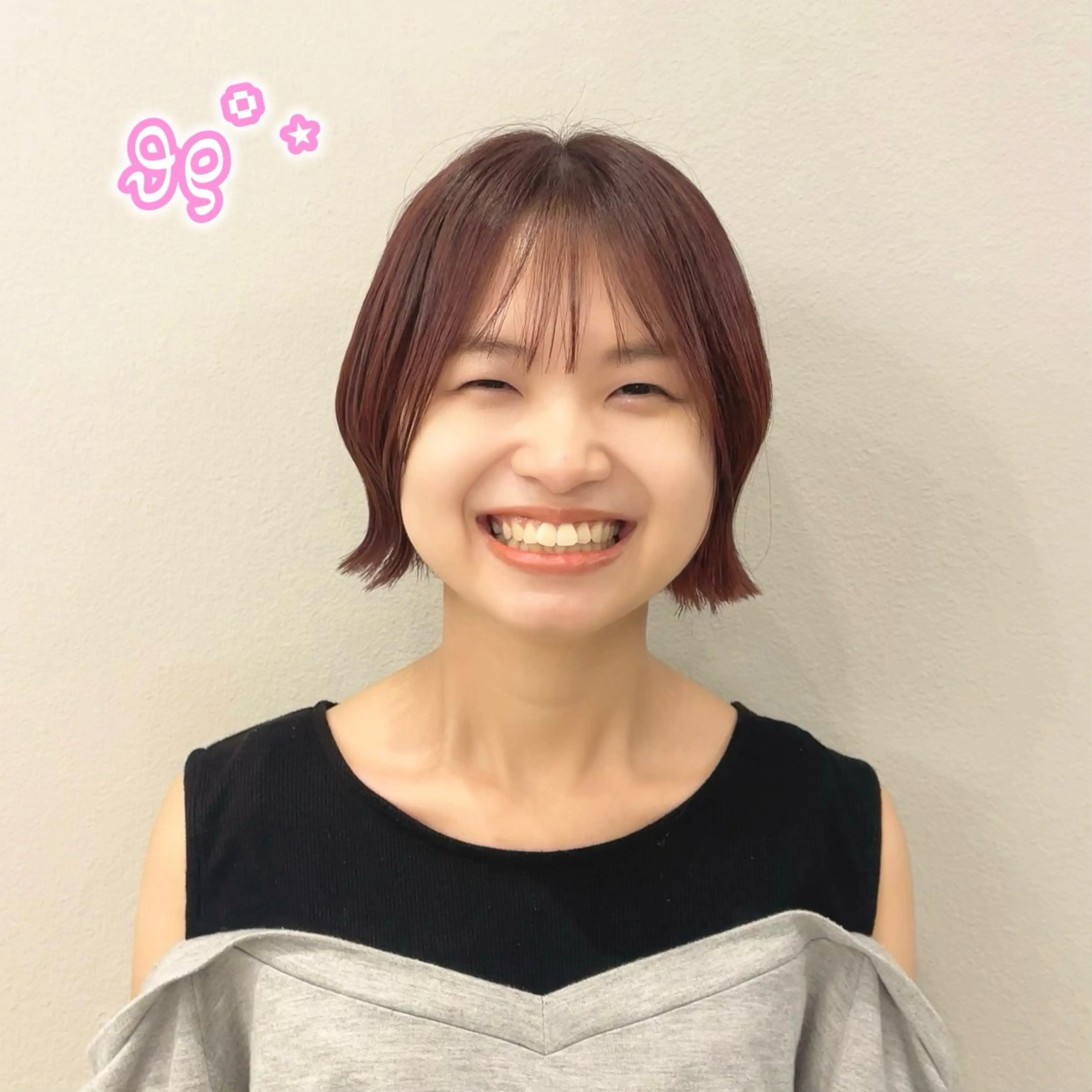 カラー カット ヘアカラー ヘアセット/ピンク /レッド/あつはのヘアスタイル