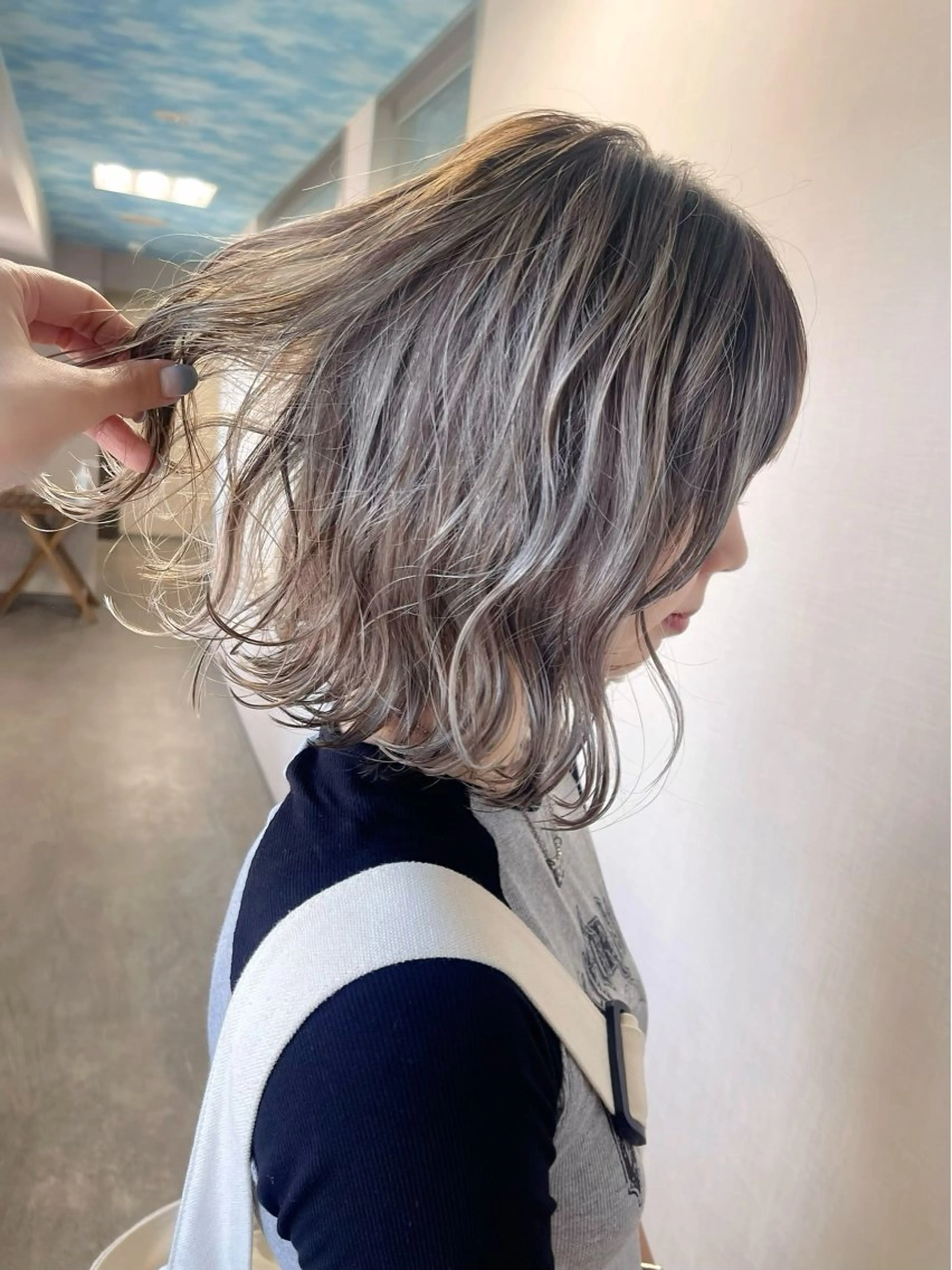 ミディアム カラー ヘアアレンジ ダブルカラー ハイライトカラー ハイライト ヘアカラー 松井那津子 /ハイライトブリーチのヘアスタイル